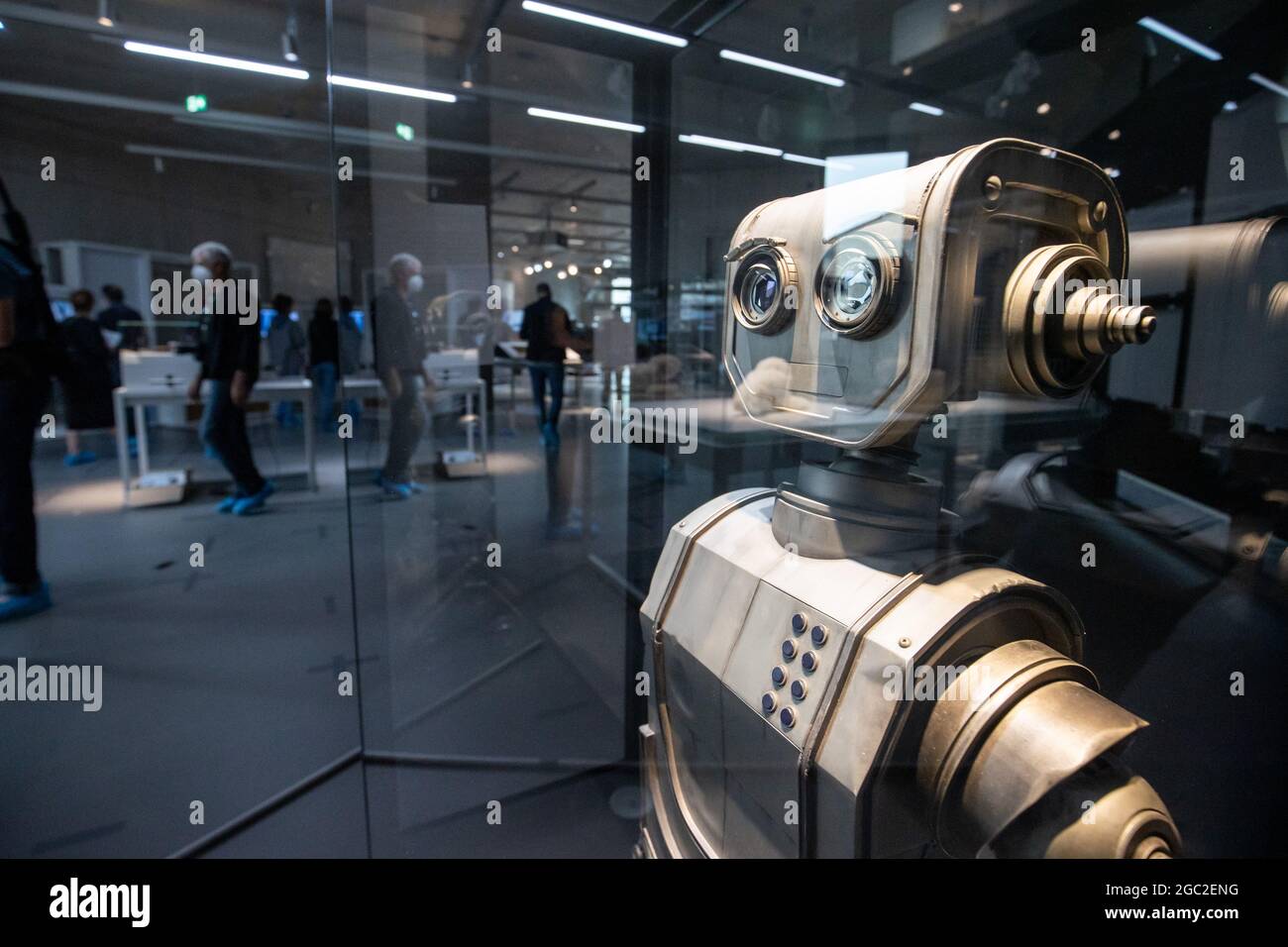 Nuremberg, Germany. 06th Aug, 2021. The film robot Robbi from 2016 stands  in a display case in the Museum of the Future, the branch of the Deutsches  Museum in Munich. The opening