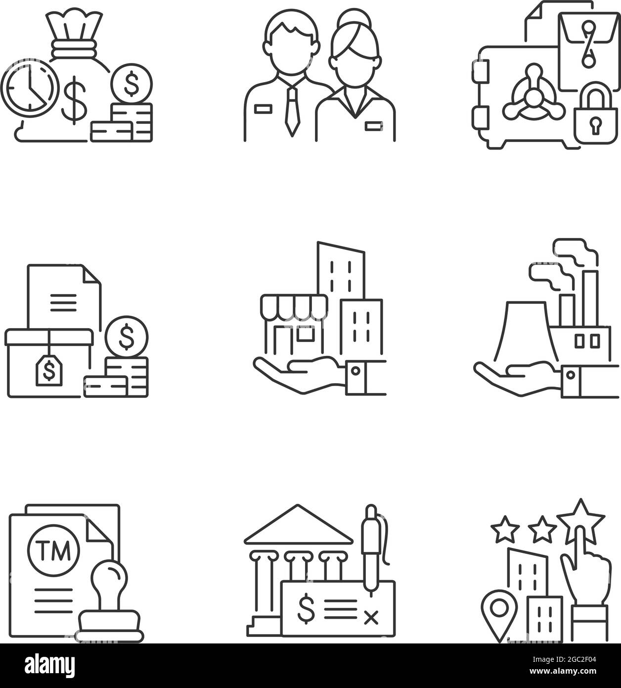 Business development linear icons set Stock Vector