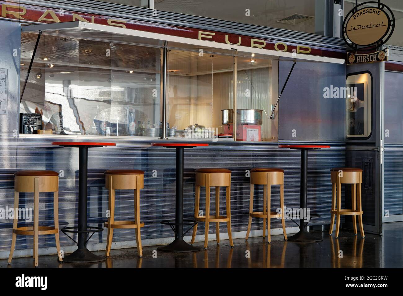 MULHOUSE, FRANCE, June 26, 2021 : Restaurant in Cité du Train (Train City). Formerly named French Railway Museum, it is the largest railway museum in Stock Photo