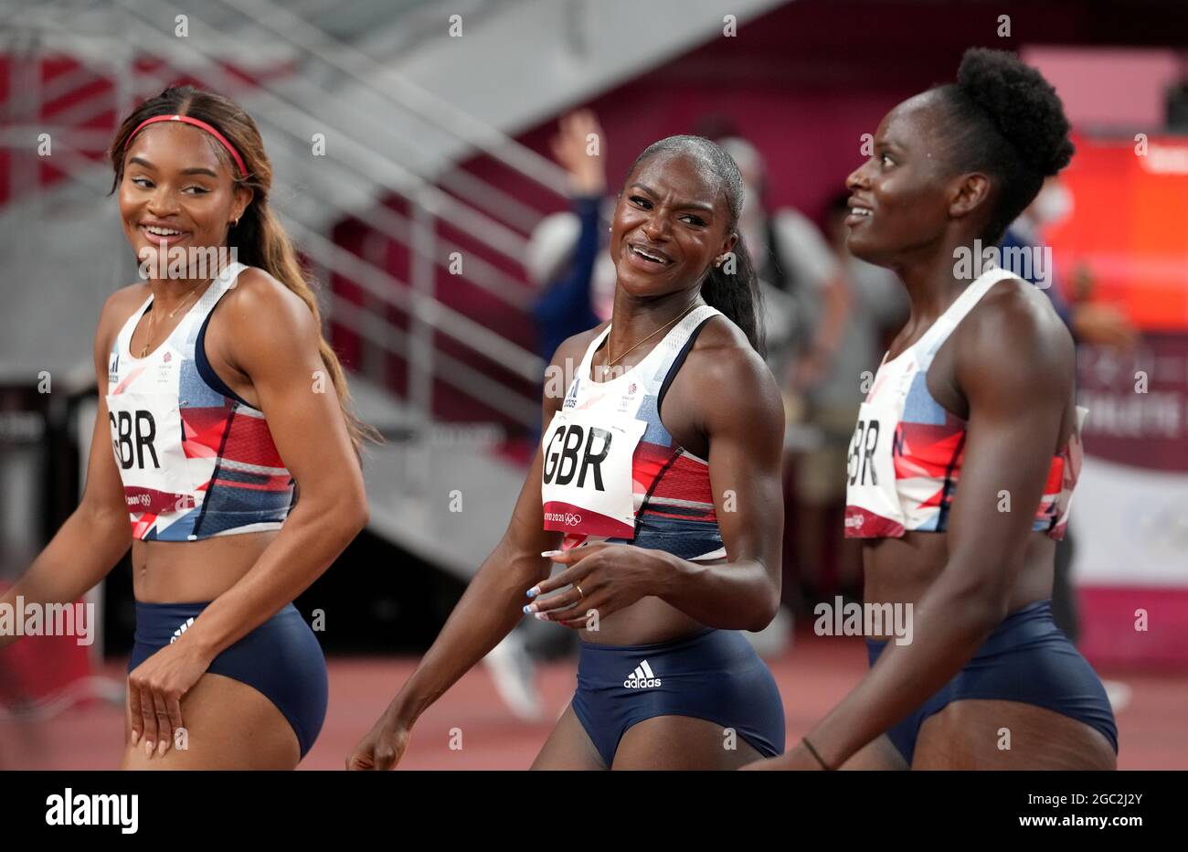 Great Britain s Imani Lara Lansiquot left Dina Asher Smith centre 