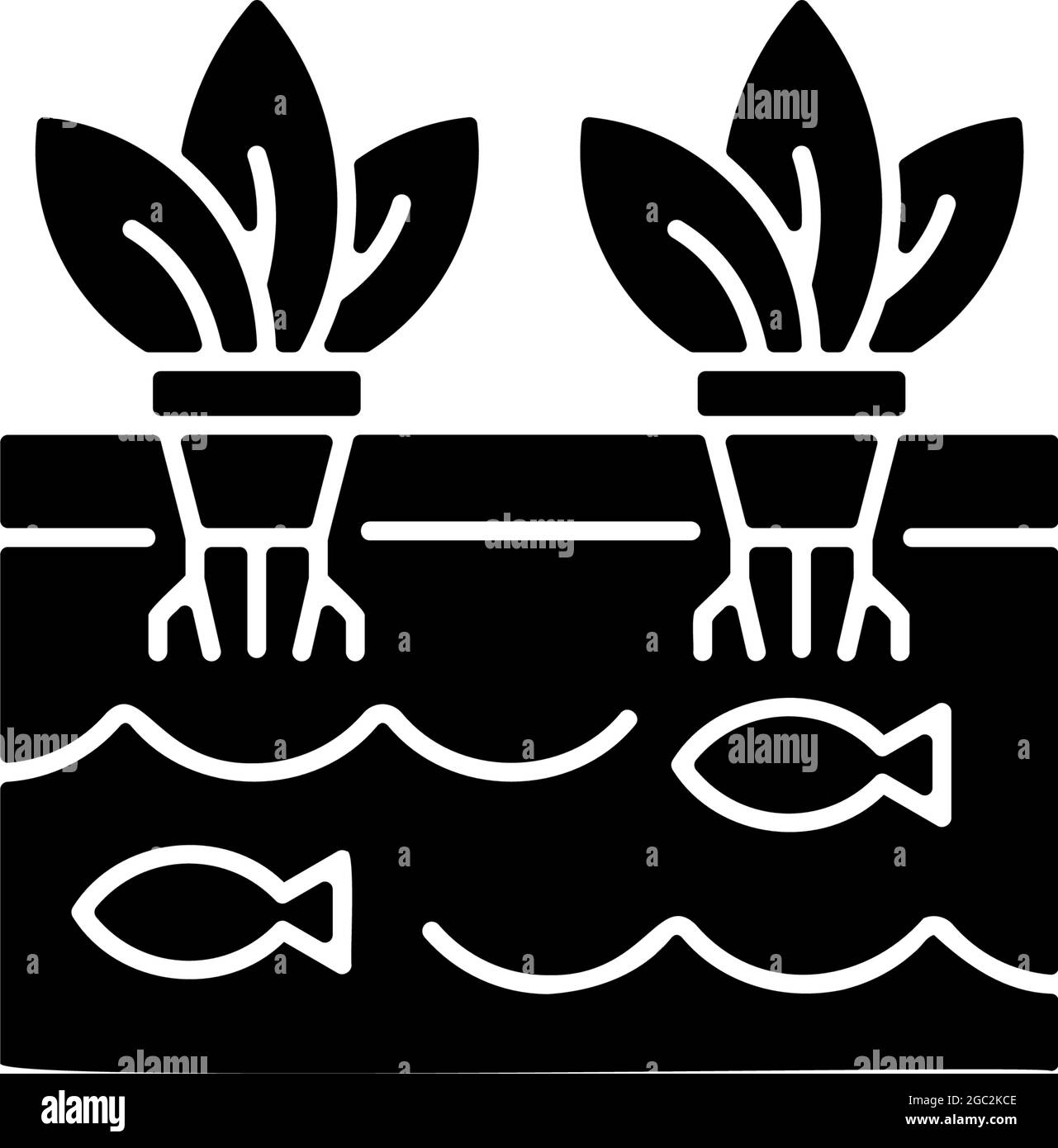 Aquaponics black glyph icon Stock Vector