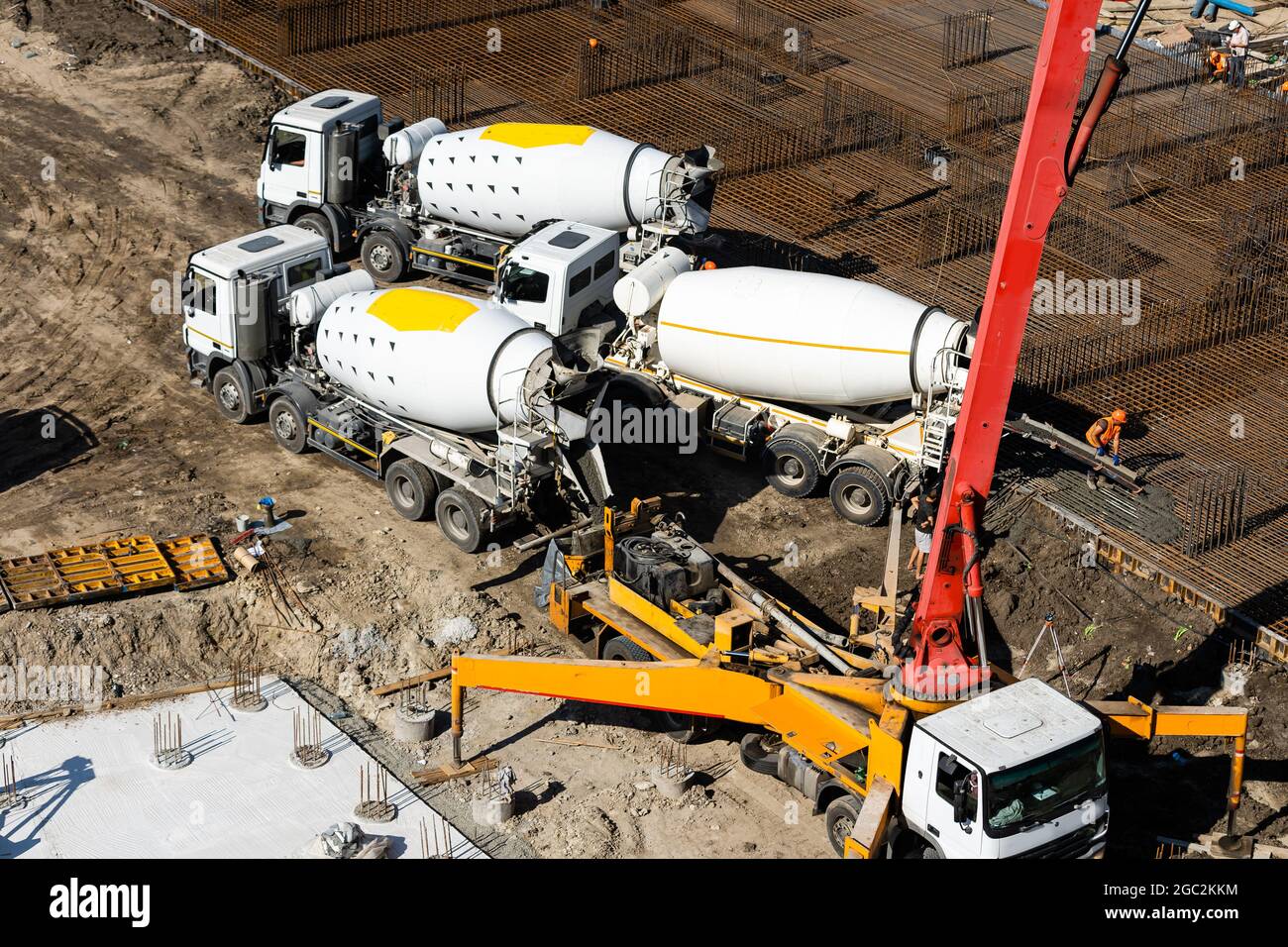 workers make metal reinforcement for the foundation Stock Photo - Alamy