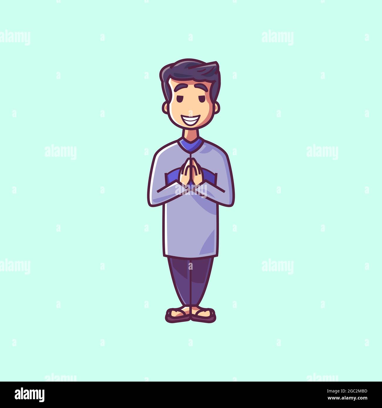 Muslim boy in greeting pose. Cartoon character Stock Vector Image & Art -  Alamy