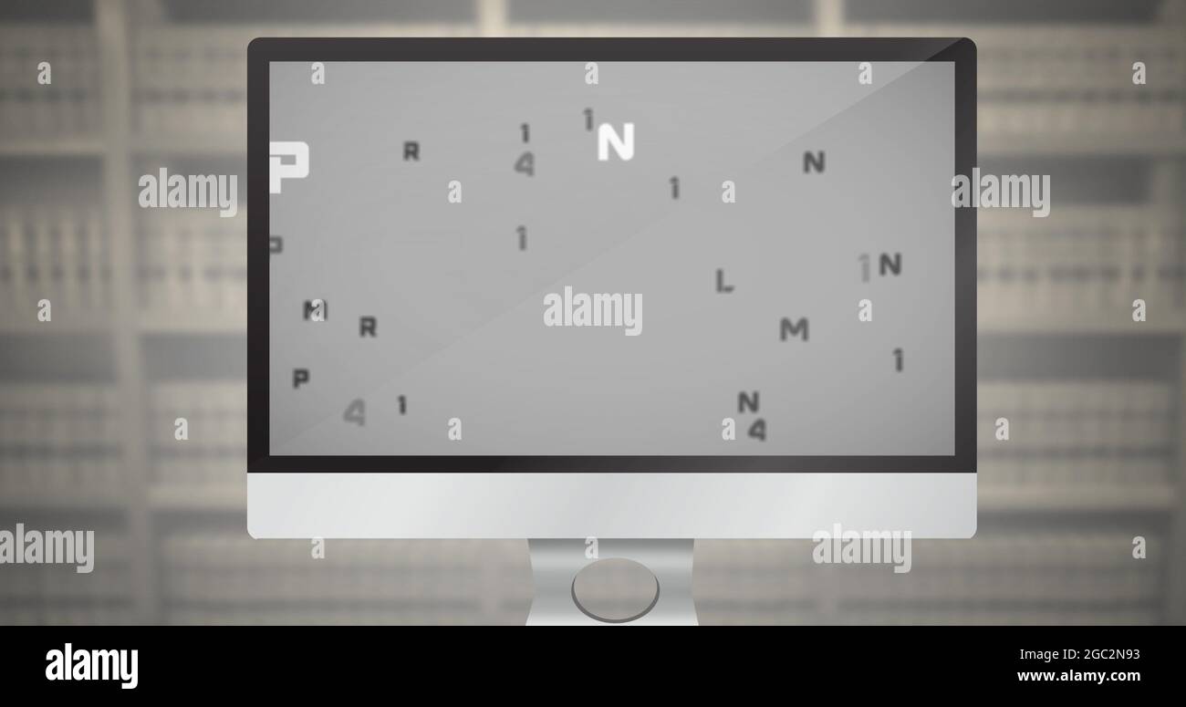 Digital composition of changing numbers and alphabets on computer ...
