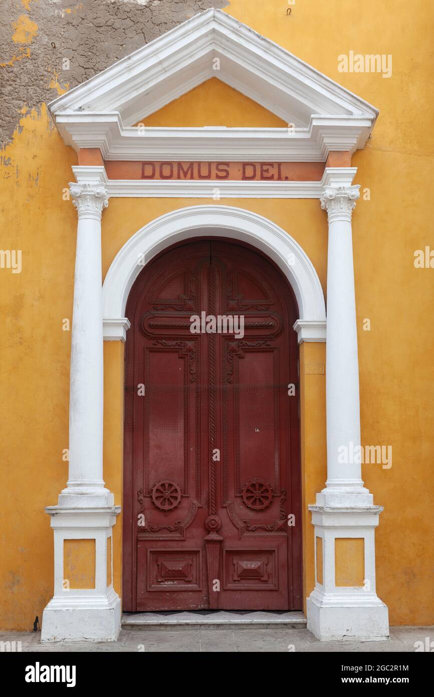 Ornate colonial doorway in Cartagena, Colombia. Stock Photo