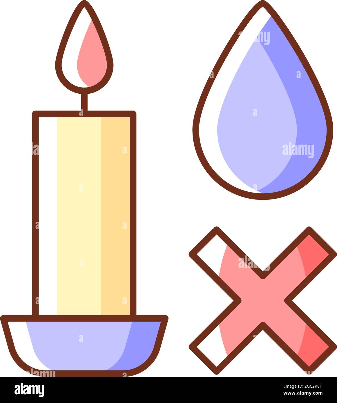 Extinguish candle without water RGB color manual label icon Stock