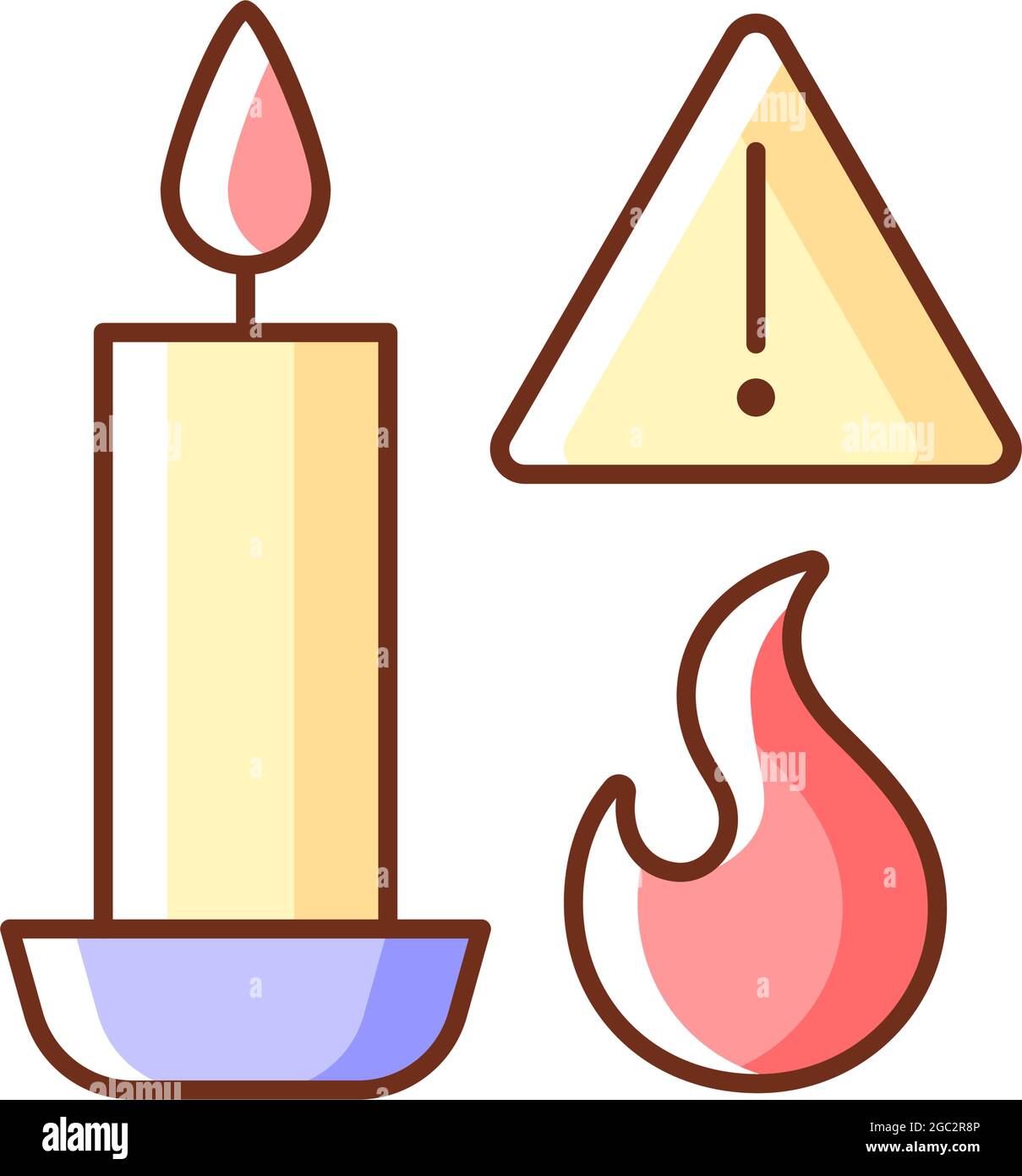 Fire danger from candles RGB color manual label icon Stock Vector Image