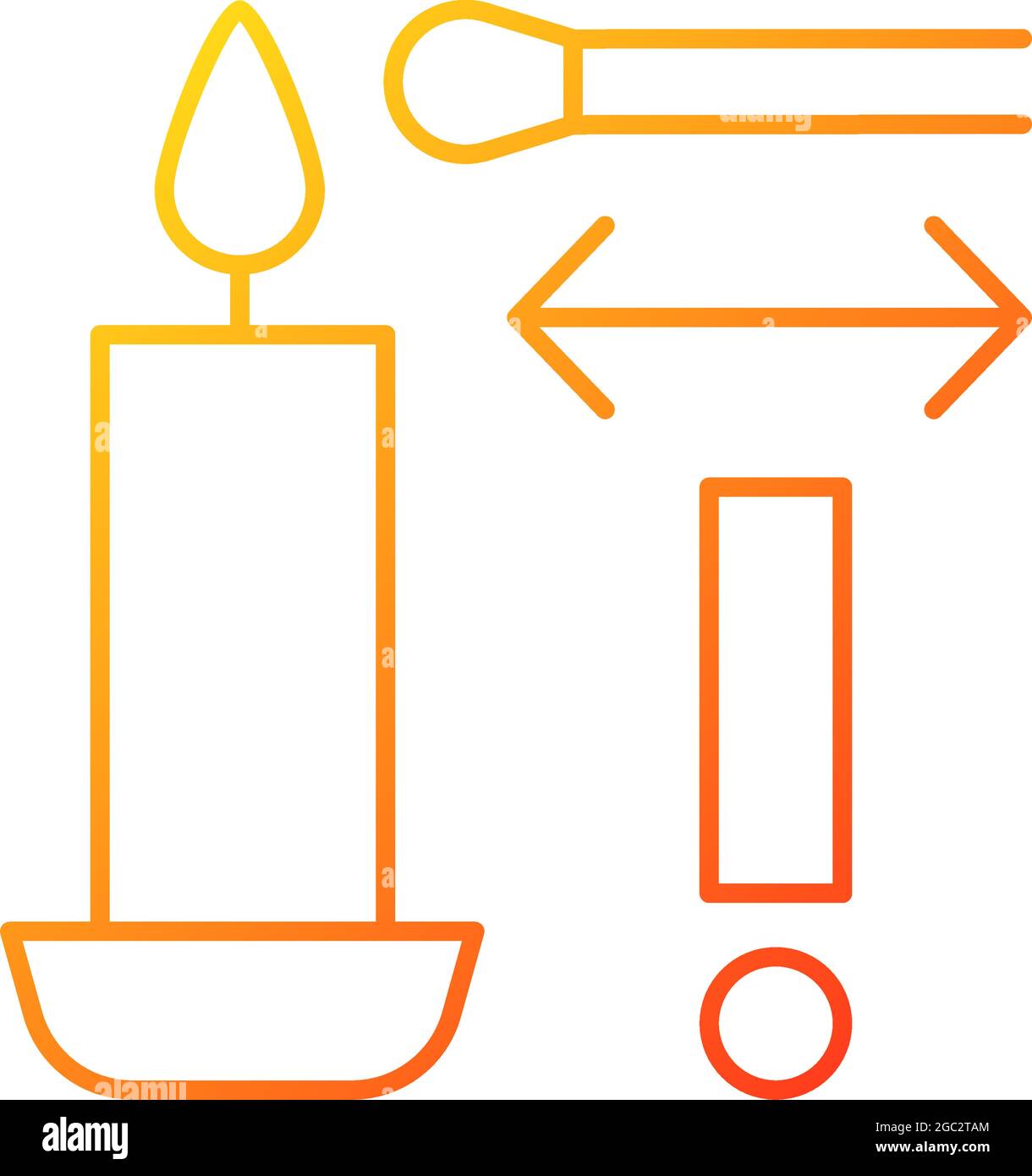 Lighting candle with long match gradient linear vector manual label icon Stock Vector