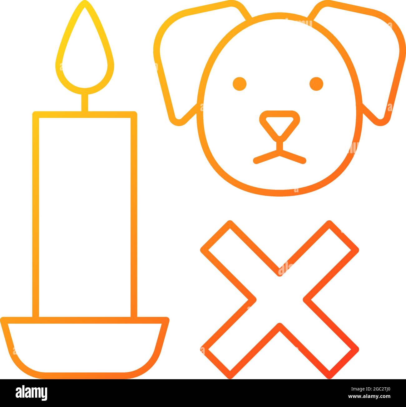 Candle safety for pets gradient linear vector manual label icon Stock Vector