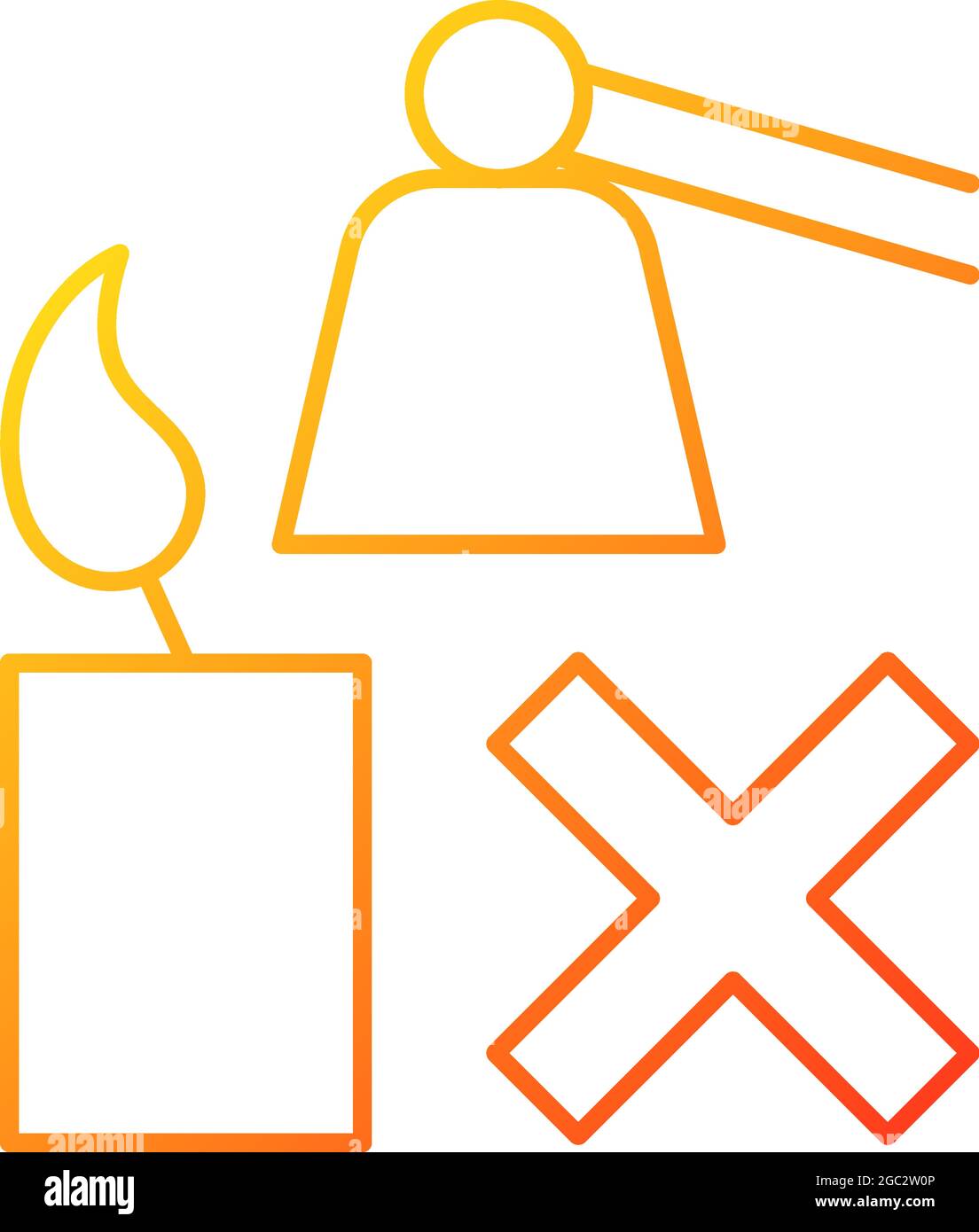 Extinguishing flickering candle gradient linear vector manual label icon Stock Vector