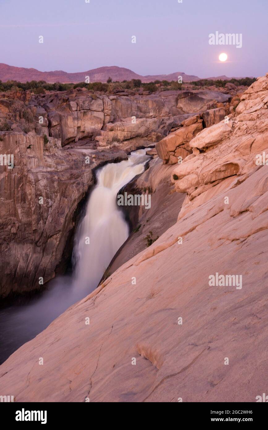 Moonrise above Augrabies Falls, Augrabies Falls National Park, South Africa Stock Photo