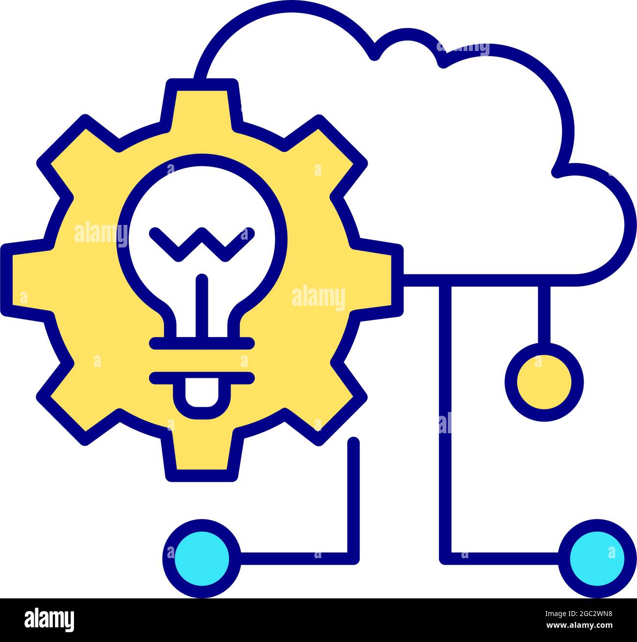 Lightbulb and cloud RGB color icon Stock Vector