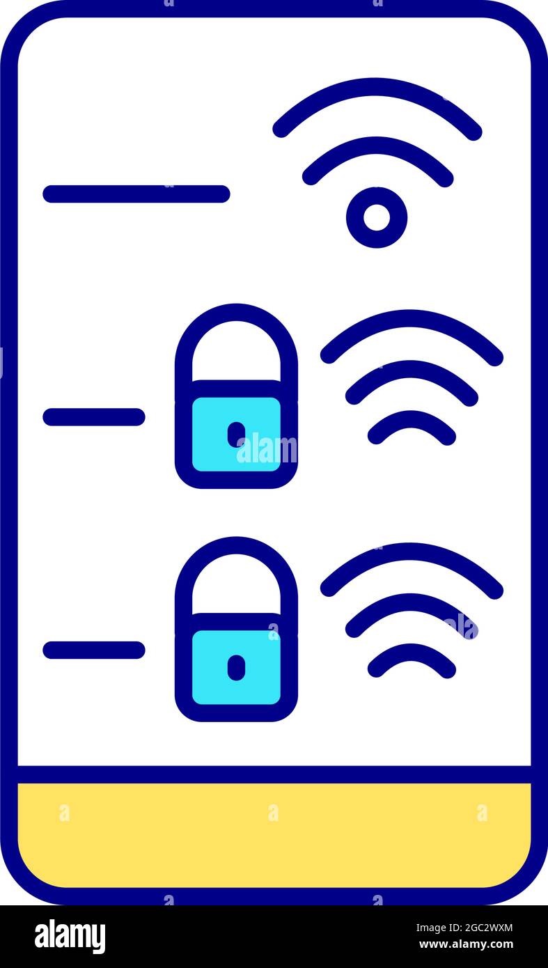 Internet networks on display RGB color icon Stock Vector