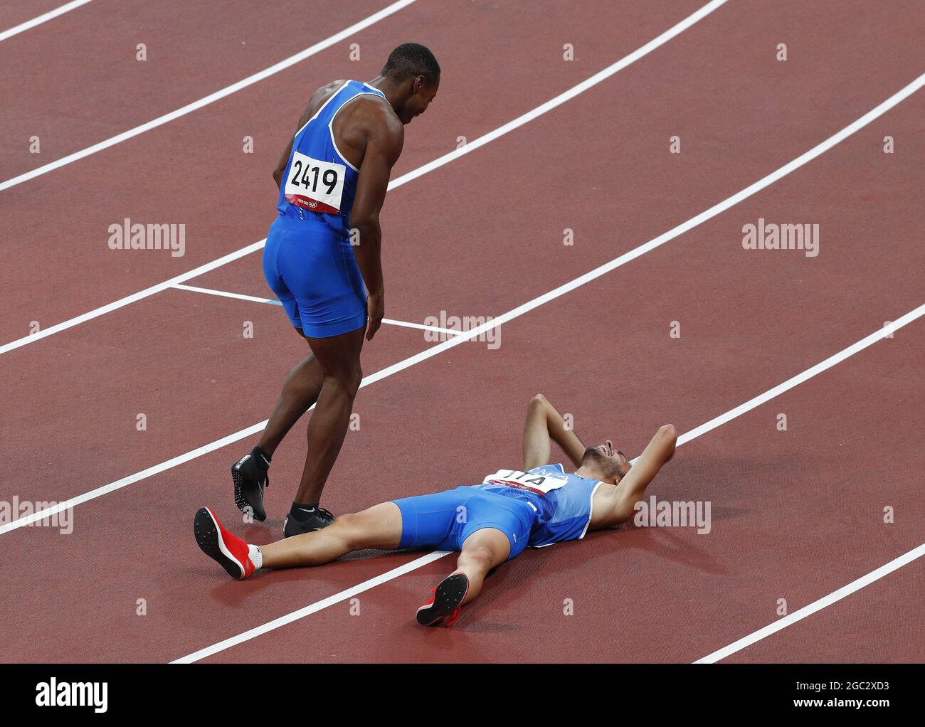 Tokyo Japan 06th Aug 21 Filippo Tortu Of Team Italy Celebrates With Eseosa Desalu After Team Italy Wins The Gold Medal In The Men S 4 X 100m Relay At The Tokyo Tokyo Japan 06th Aug 21 Filippo Tortu Of Team Italy Celebrates With Eseosa Desalu After Team Italy Wins The Gold Medal In The Men S 4 X 100m Relay At The Tokyo