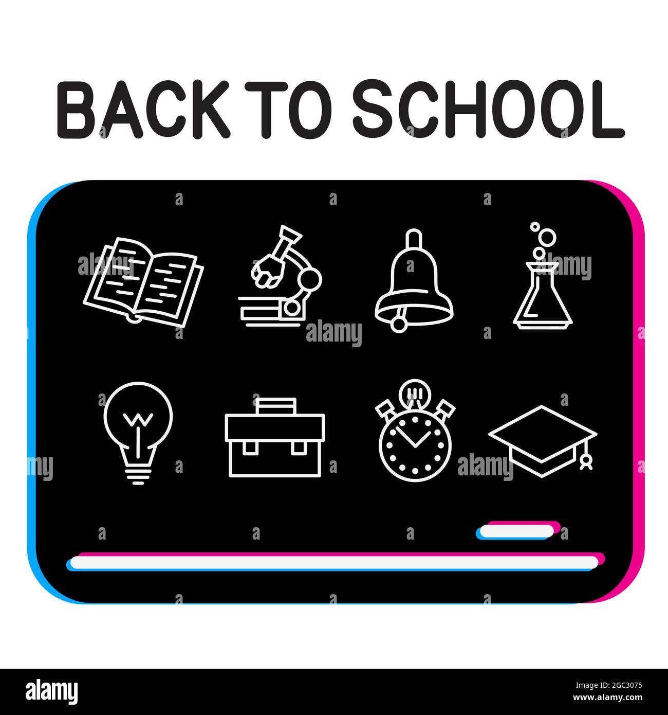 back to school education icon on blackboard Stock Vector