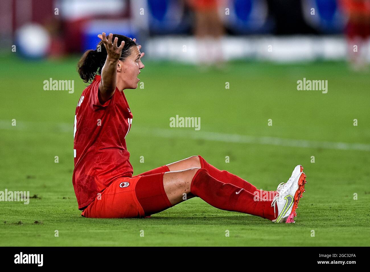 Yokohama, Japan. 06th Aug, 2021. YOKOHAMA, JAPAN - AUGUST 6: Christine Sinclair of Canada during the Tokyo 2020 Olympic Womens Football Tournament Gold Medal match between Sweden and Canada at International Stadium Yokohama on August 6, 2021 in Yokohama, Japan (Photo by Pablo Morano/Orange Pictures) Credit: Orange Pics BV/Alamy Live News Stock Photo