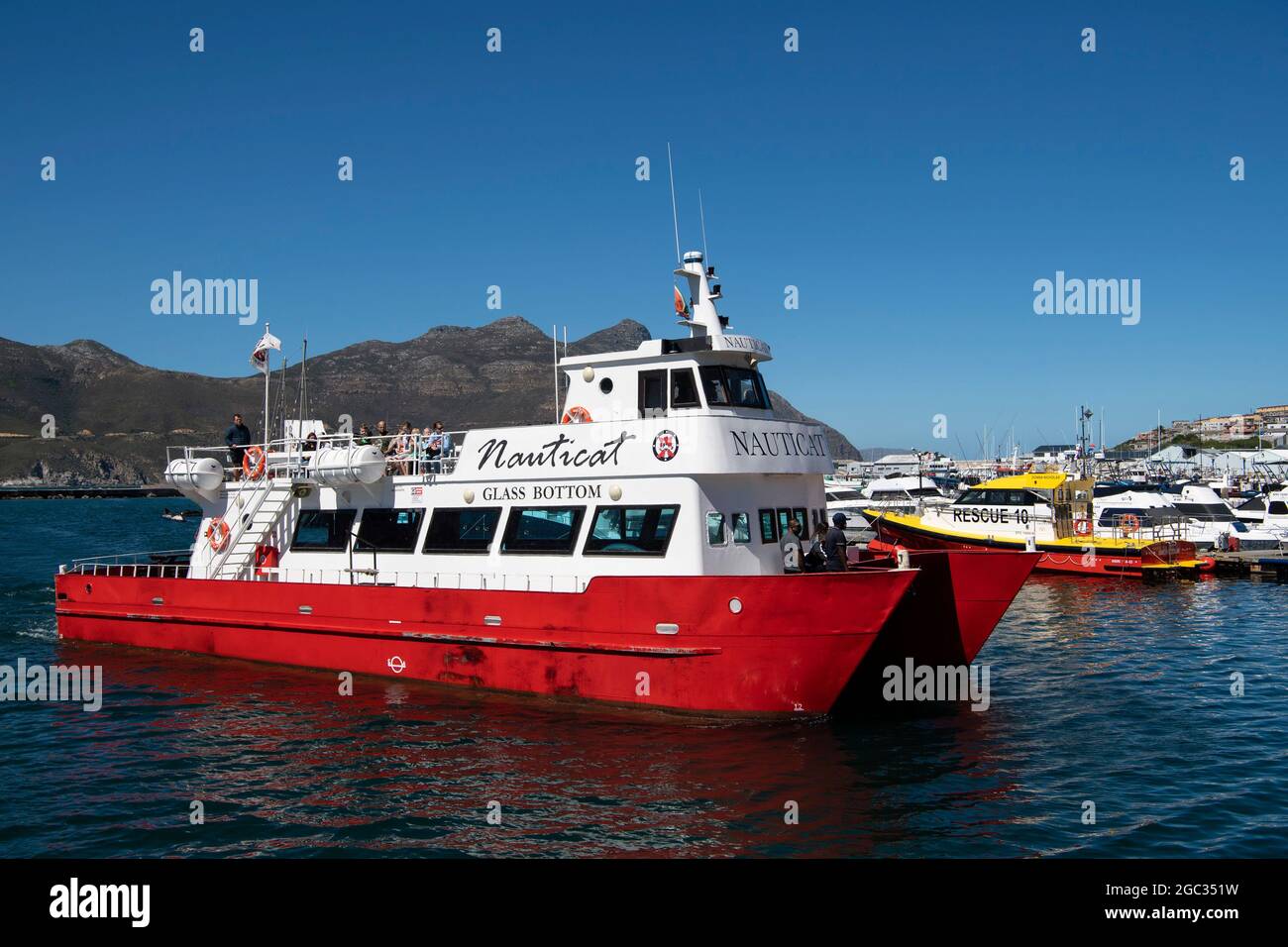 Tourist boat going on a seal colony cruise, Hout Bay harbour, South