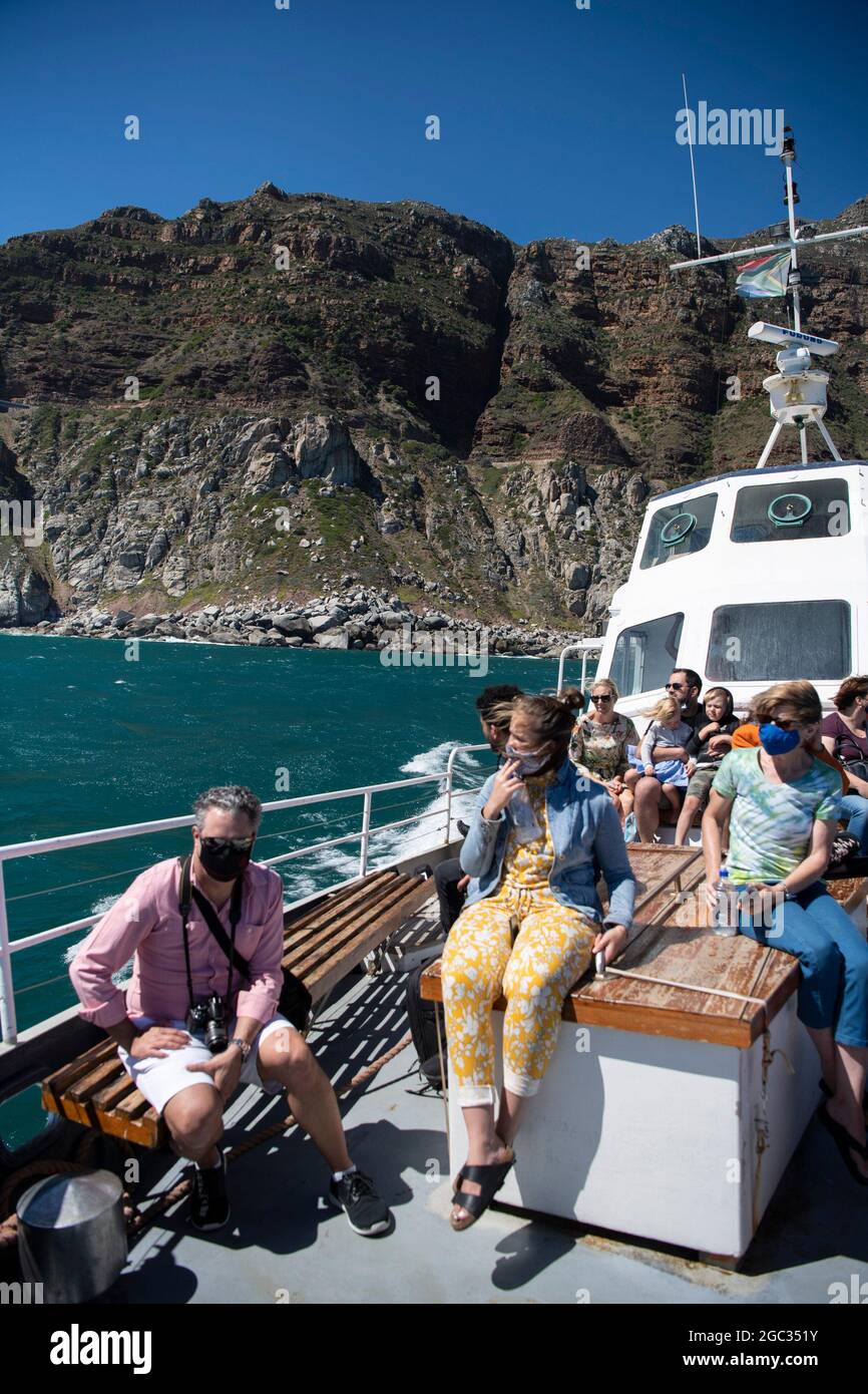Tourist boat going on a seal colony cruise, Hout Bay harbour, South