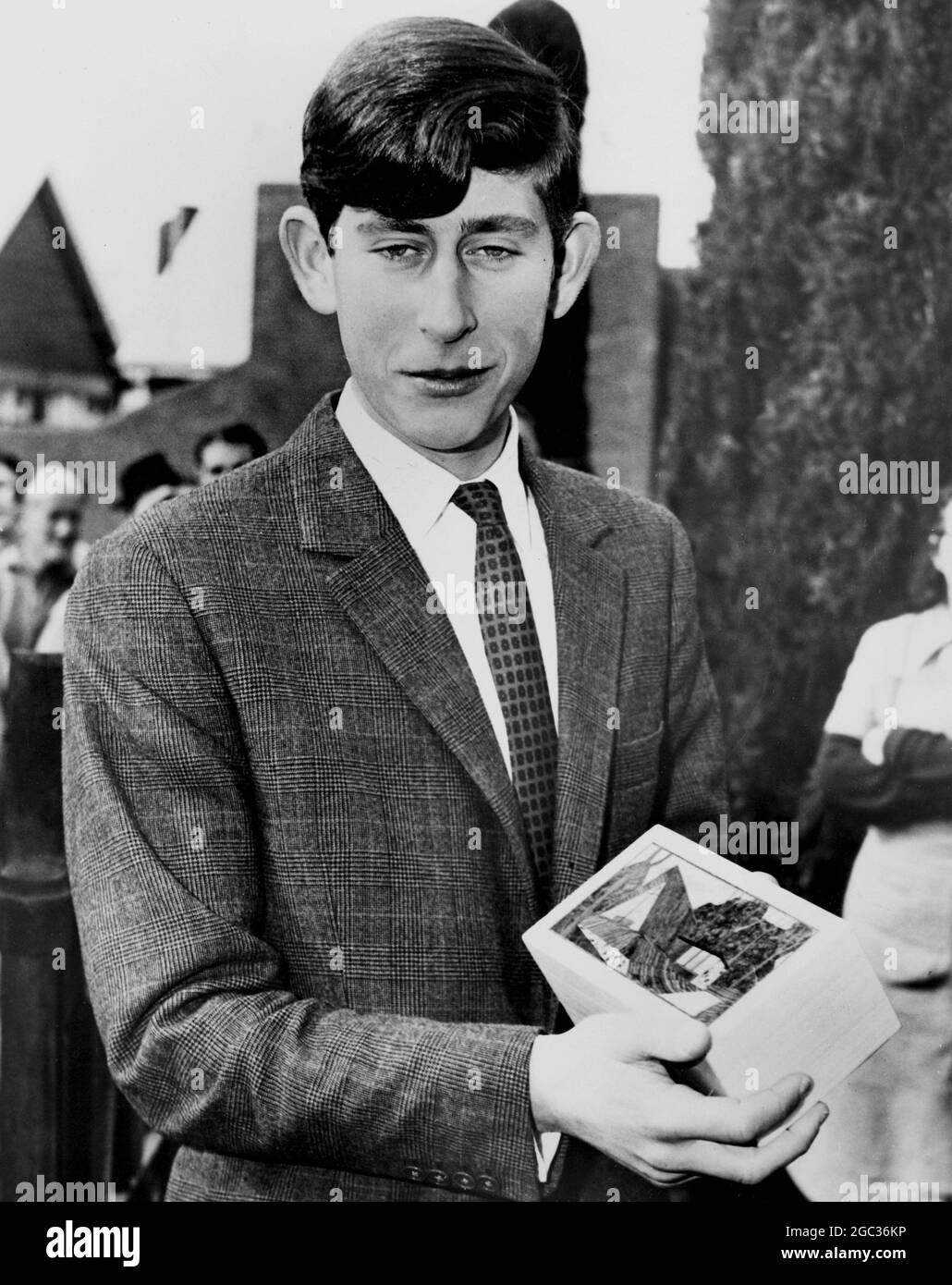 Prince Charles with gift Stud Box made from Australian timbers which was presented to him by the boys of Geelong Grammar School , Asutralia on leaving the school recently. 2nd August 1966 Stock Photo