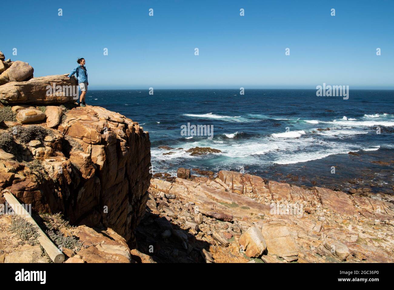 Hiker, Cape of Good Hope Nature Reserve, Cape Peninsula, South Africa Stock Photo