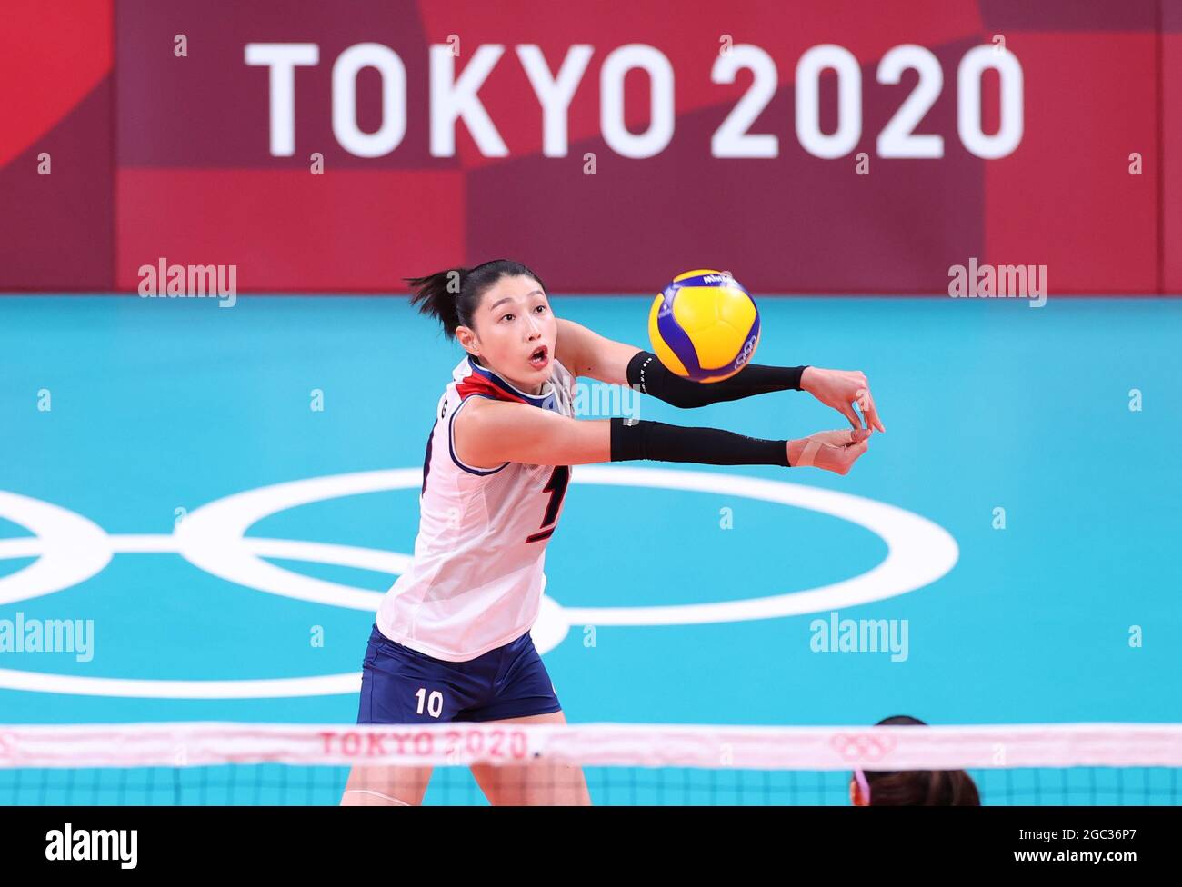 Tokyo, Japan. 6th Aug, 2021. Kim Yeon Koung of South Korea passes the ball during the women's