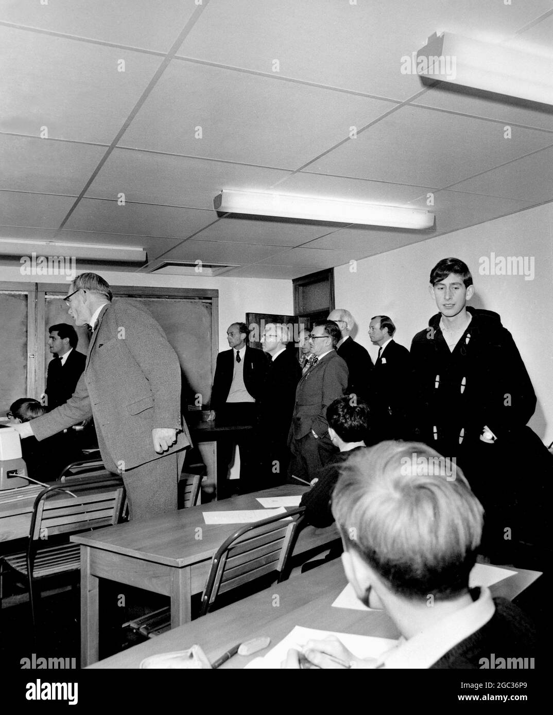 Prince Charles The Prince of Wales in the classroom at his school Gordonstoun Scotland November 14th 1966 Stock Photo