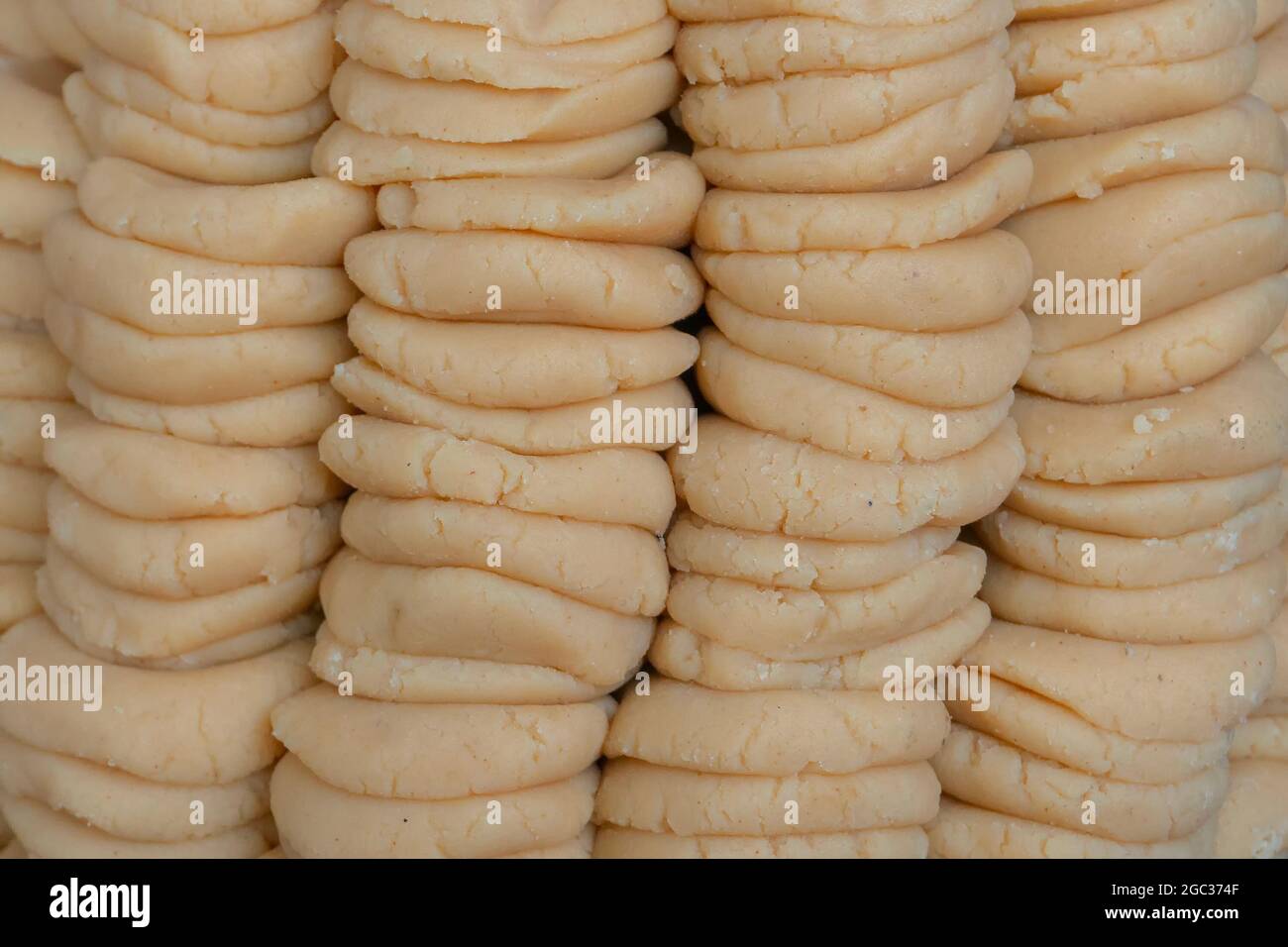 Penrha, a Bengali sweet made from condensed milk. Image shot at Kolkata