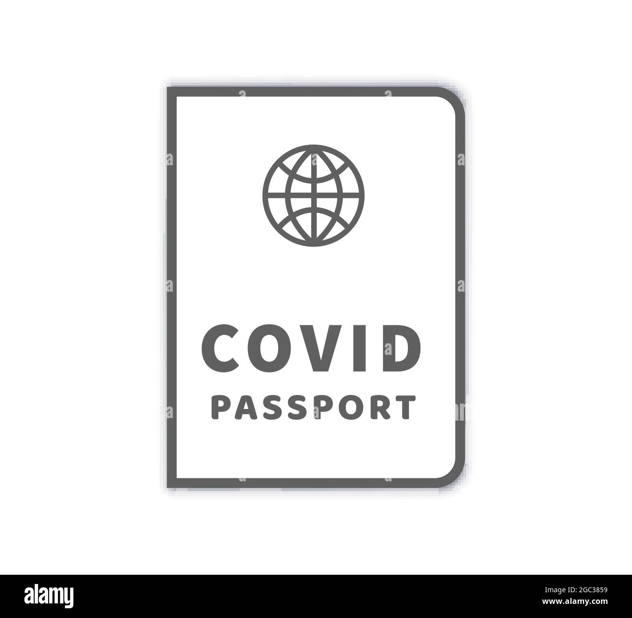 COVID-19 vaccination passport with globe simple icon on white Stock Vector