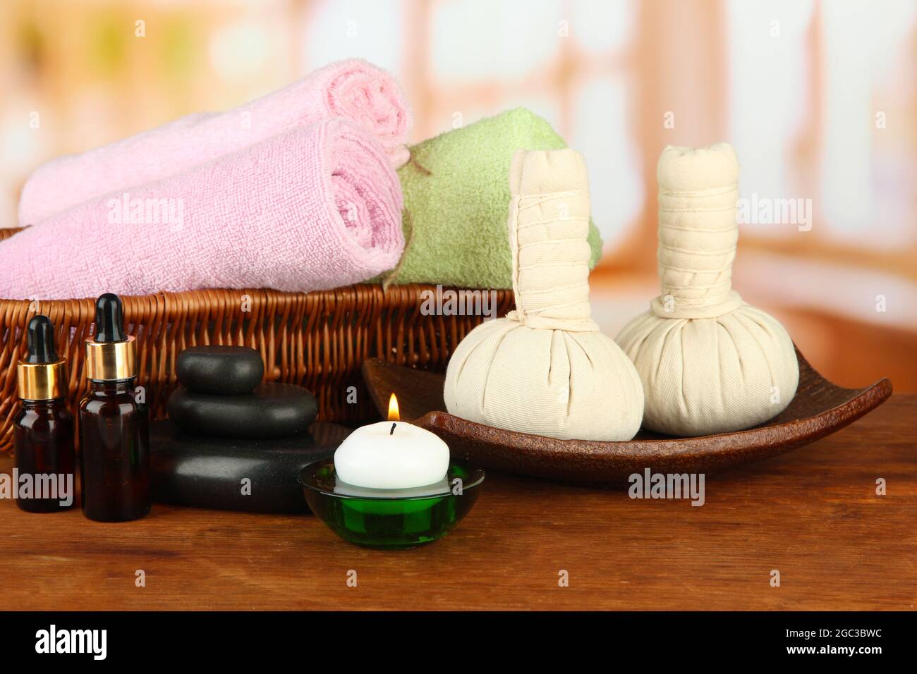 Textile massage spa equipment on room background Stock Photo Alamy
