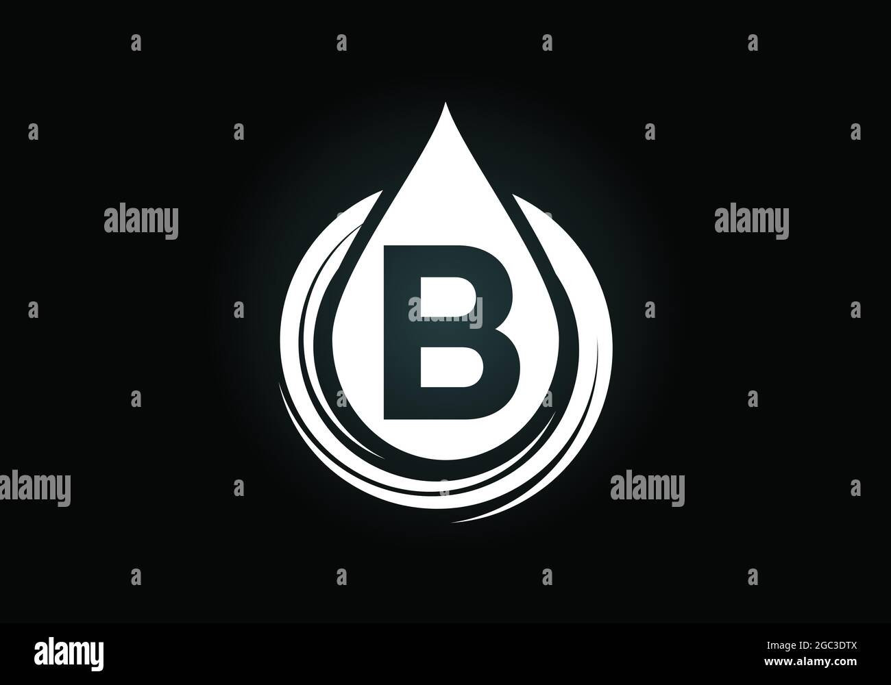 Initial B monogram alphabet with water drop in a spiral. Waterdrop logo design vector template. Font emblem. Modern vector logo for business Stock Vector