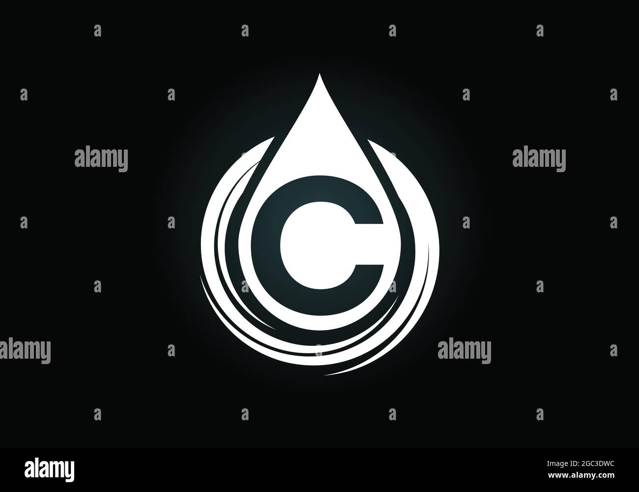 Initial C monogram alphabet with water drop in a spiral. Waterdrop logo design vector template. Font emblem. Modern vector logo for business Stock Vector