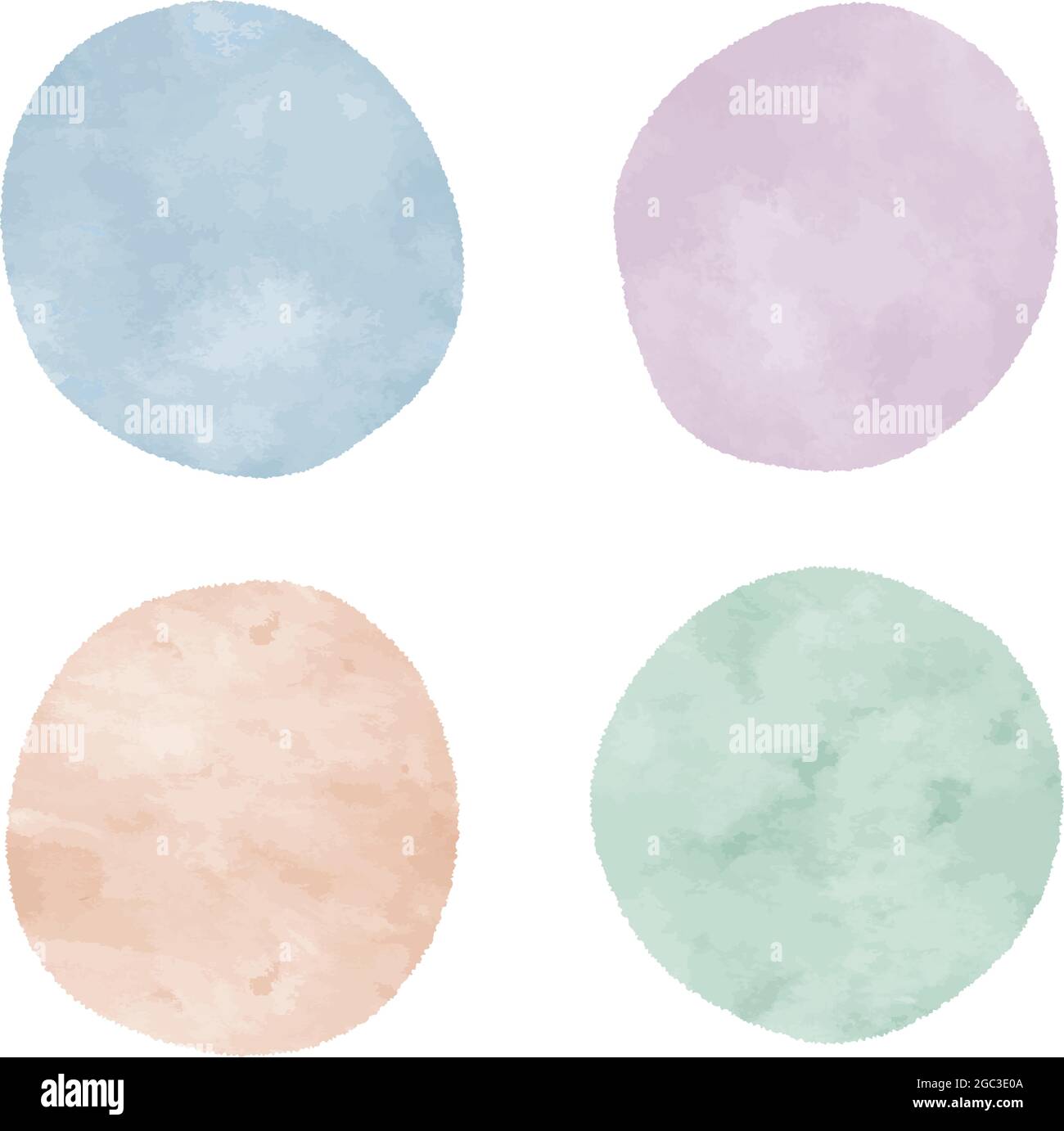 collection of round pastel watercolor shapes, vector illustration design elements Stock Vector