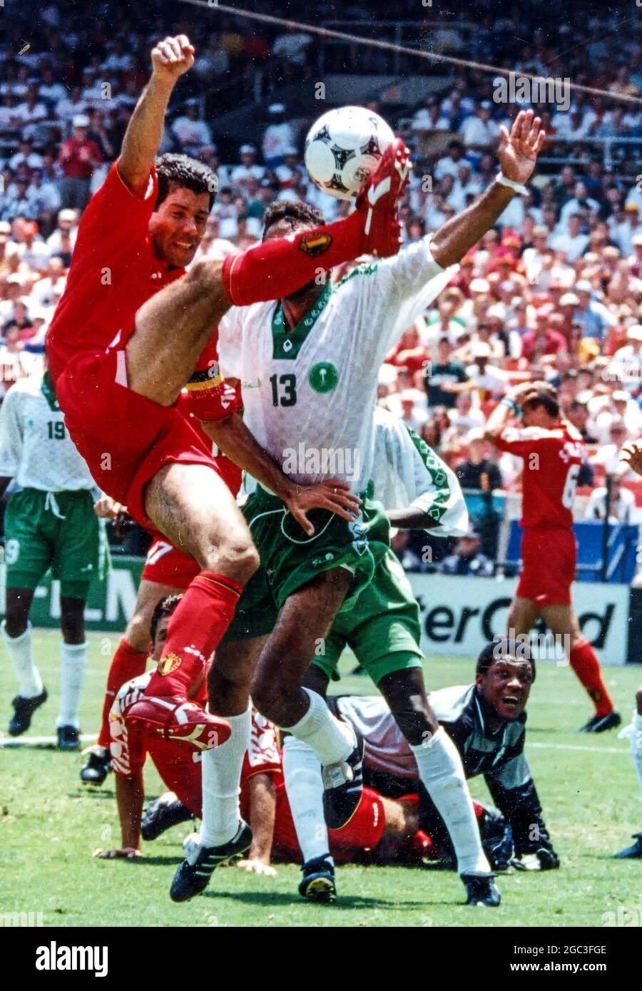 Belgian soccer star Enzo Scifo in action during the 1994 World Cup