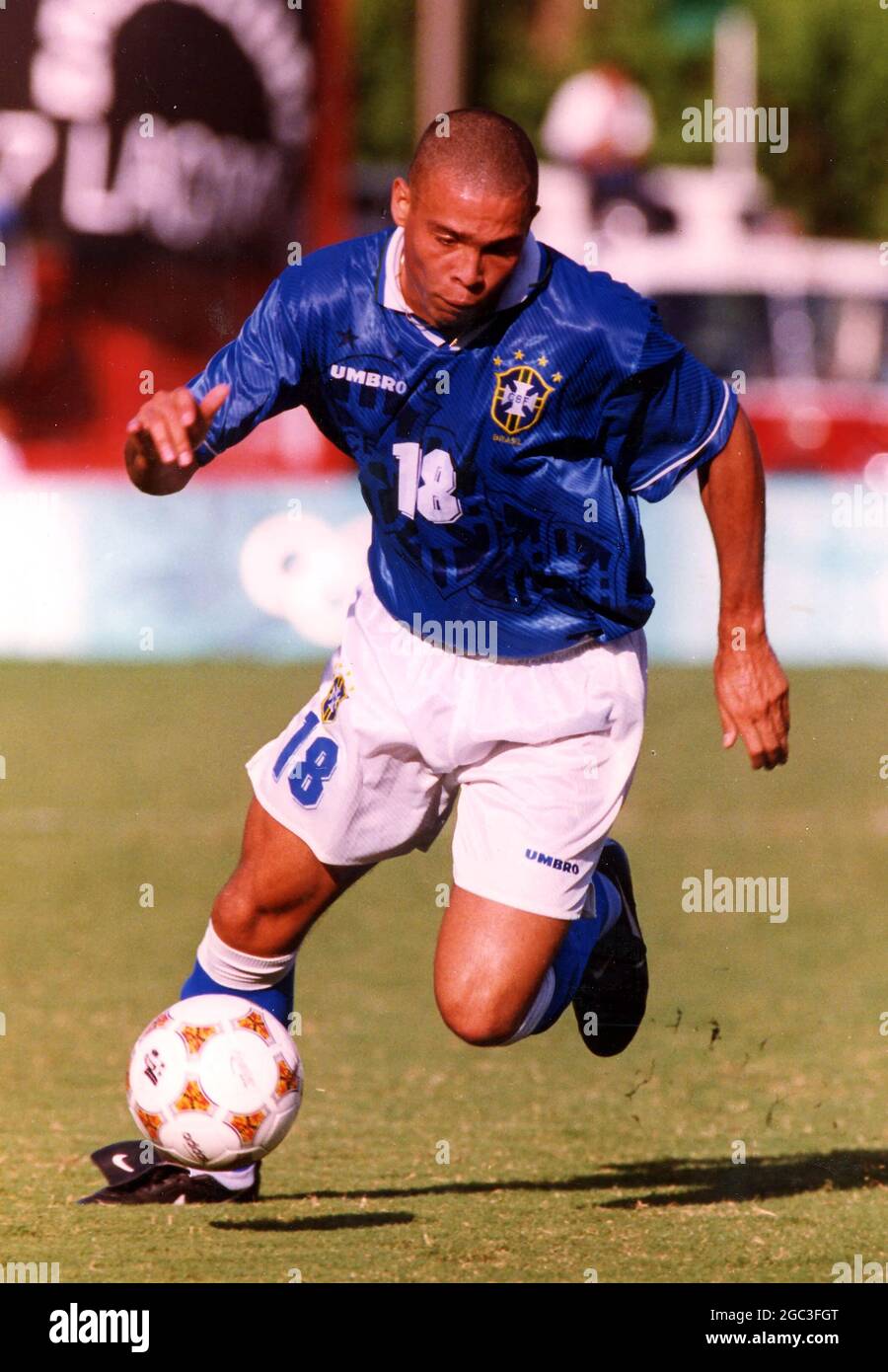 Ronaldo of brazil in action at the 1996 Olympic soccer