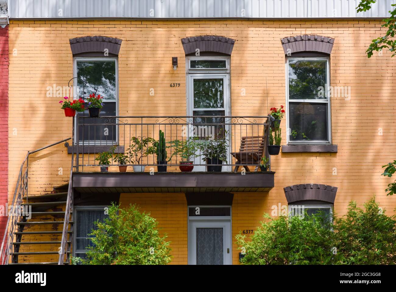 Typical duplex, Little Italy, Montreal, Canada Stock Photo