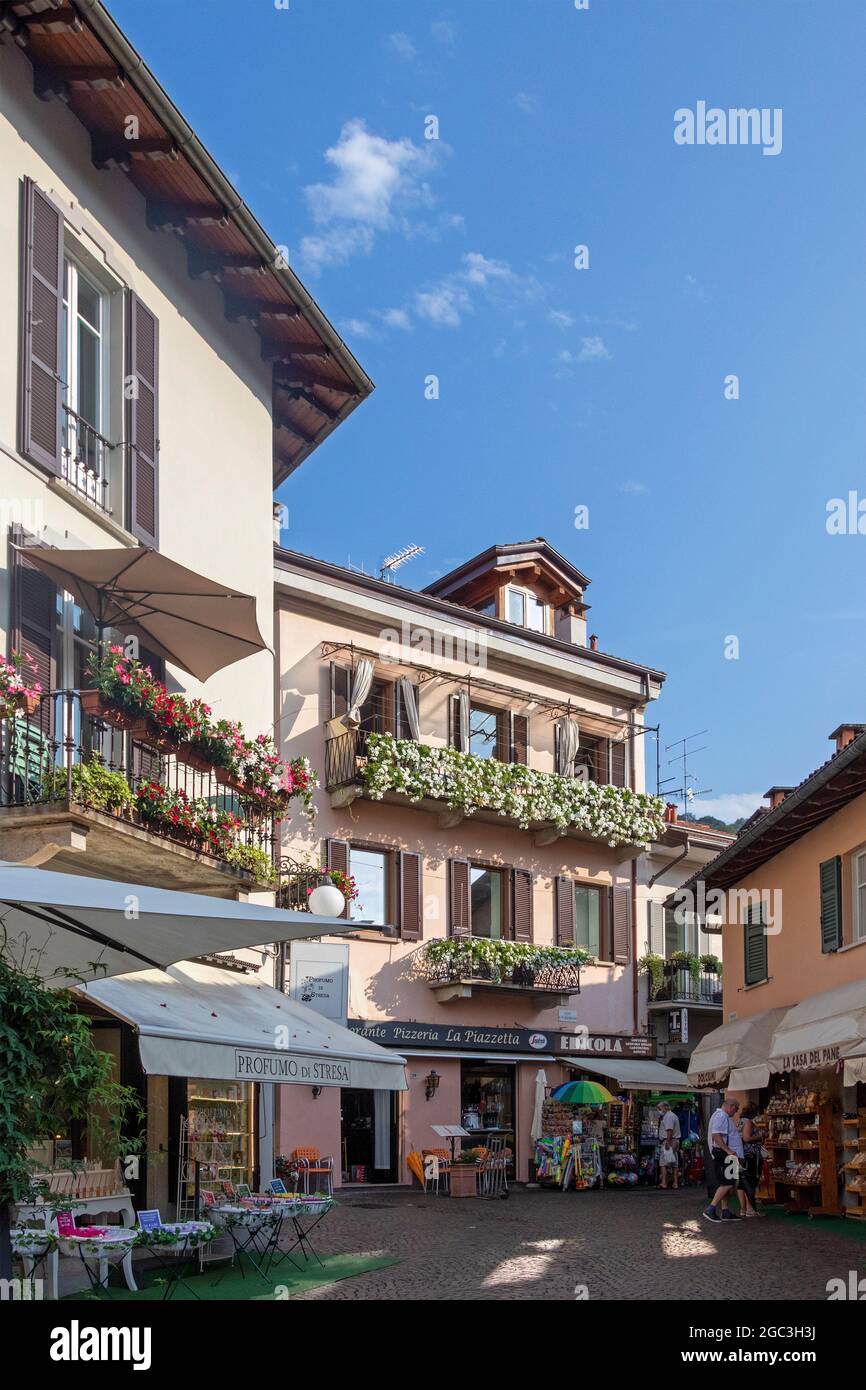shops in the old town, Stresa, Lake Maggiore, Piedmont, Italy Stock Photo