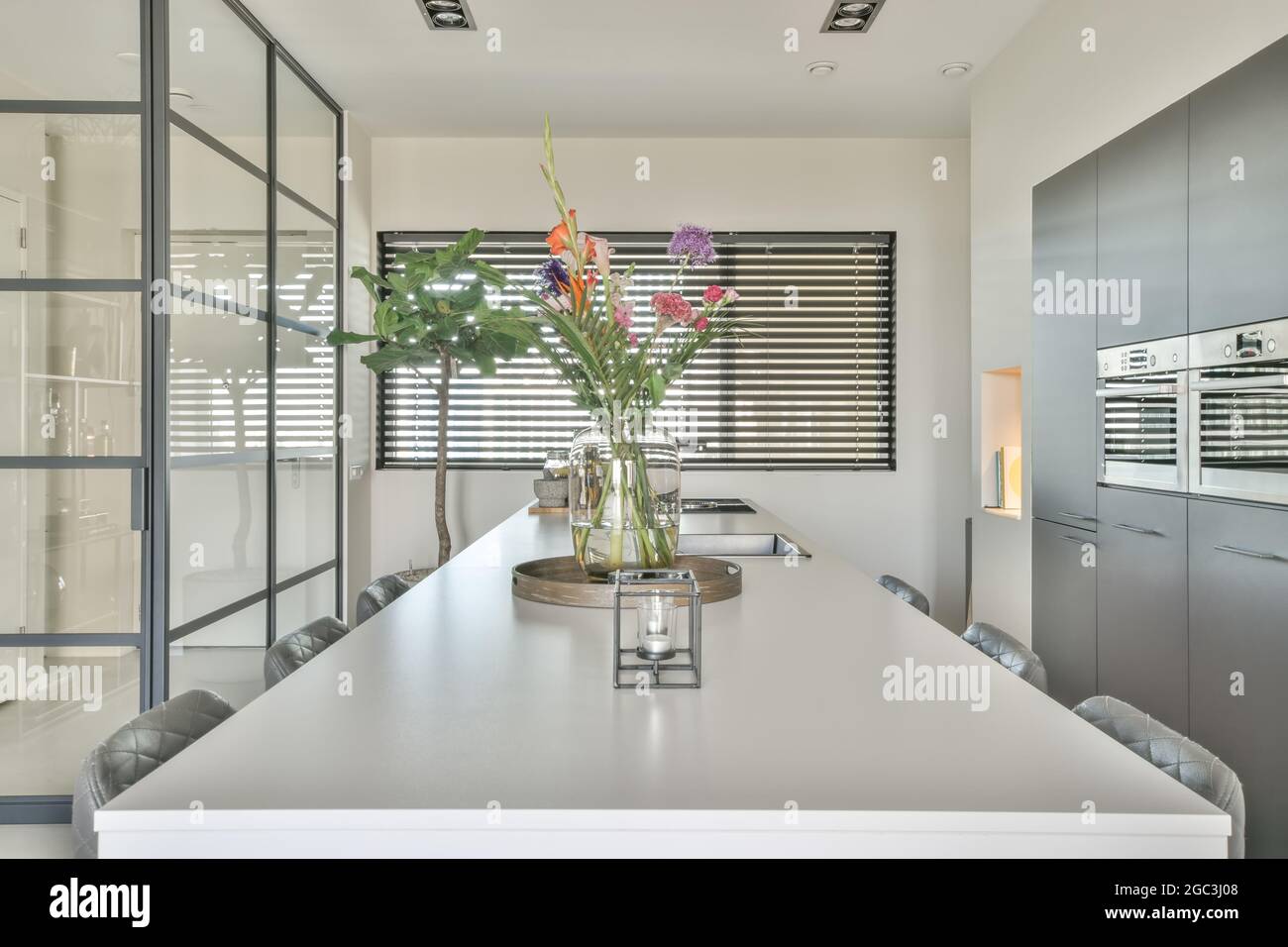 Interior design of bright and beautiful dining room Stock Photo - Alamy