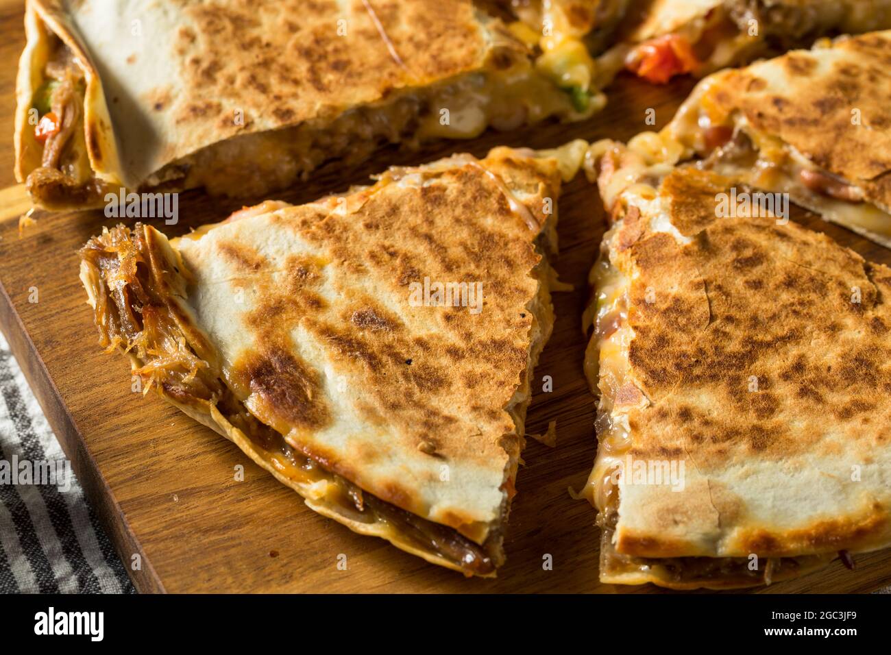 Homemade Carnitas Pork Cheesey Quesadilla with Tomato and Corn Stock