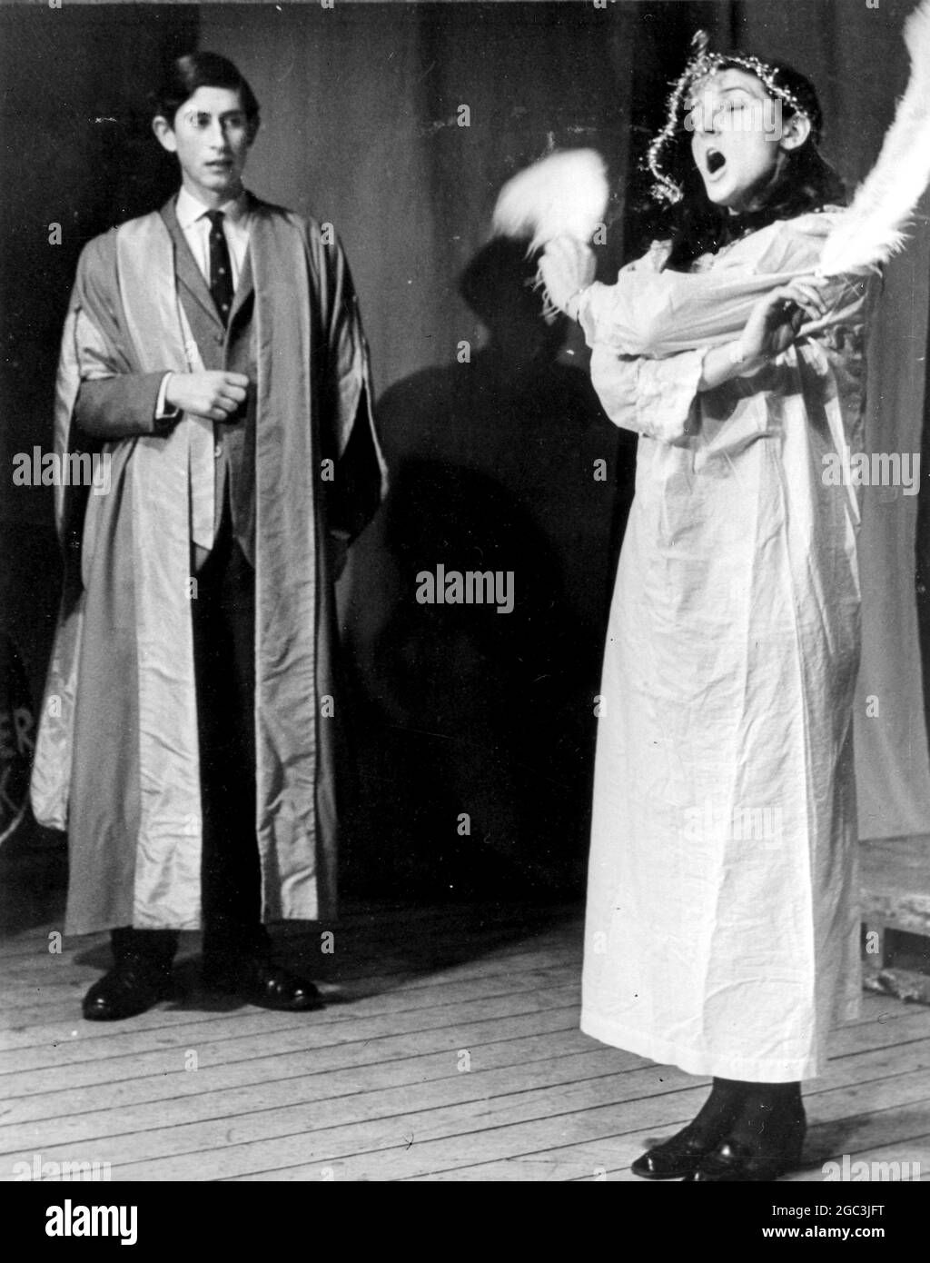 England Prince Charles as he appears in preview of a revue at Trinity College Cambridge University called Revolution  . 25 February 1969 Stock Photo