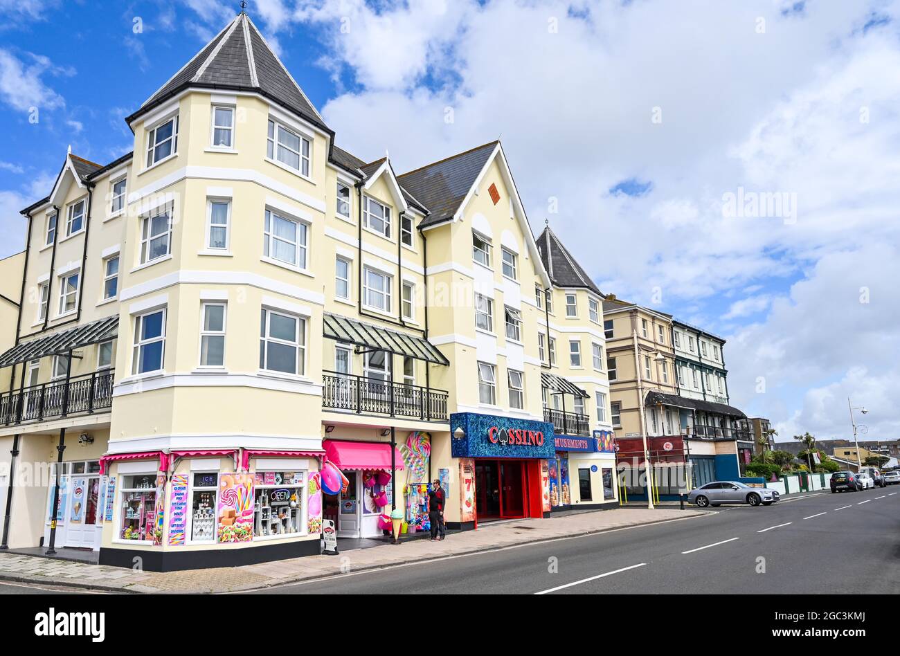 Bognor Regis seafront with gift shops and amusement arcades West Sussex England UK Stock Photo