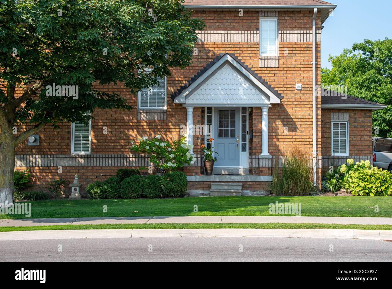 Typical door entrance of a brick house in the City of Pickering in Ontario, Canada Stock Photo