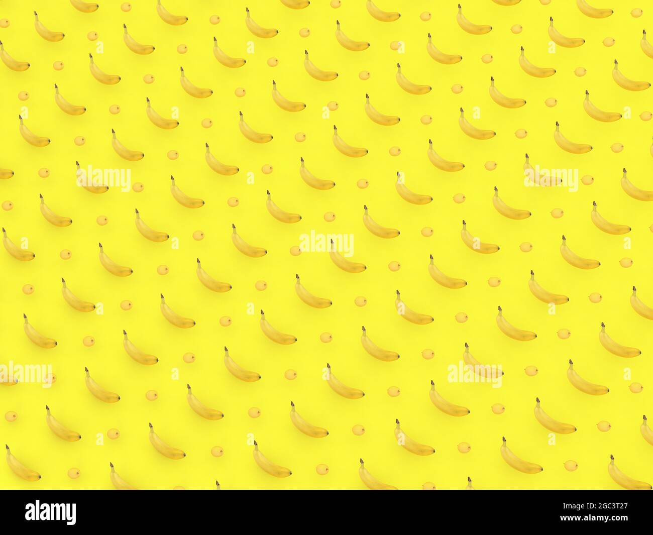 Yellow Rows Rows of yellow bananas and lemons on a yellow background - texture ...