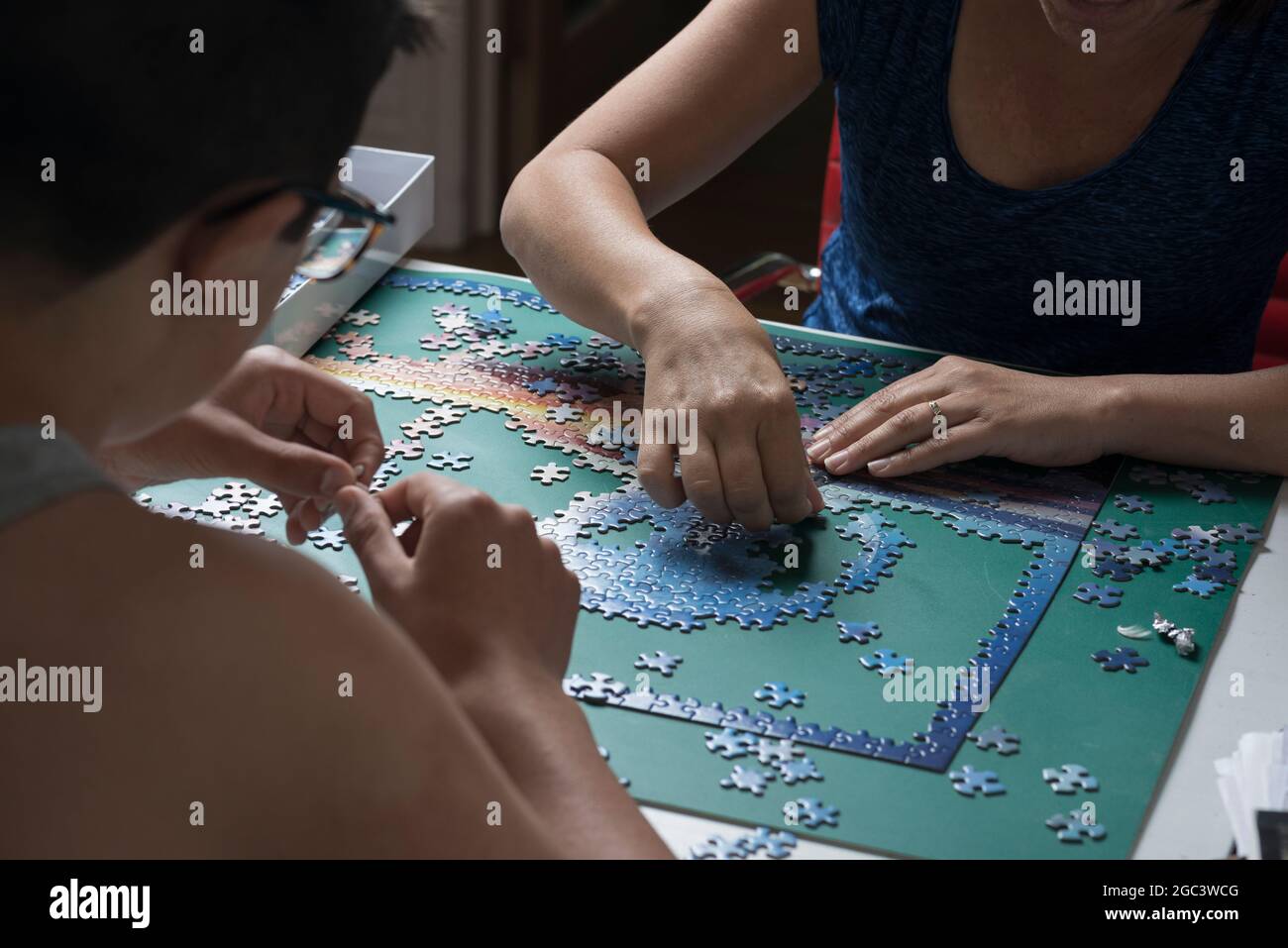 Staying home- jigsaw puzzle Stock Photo