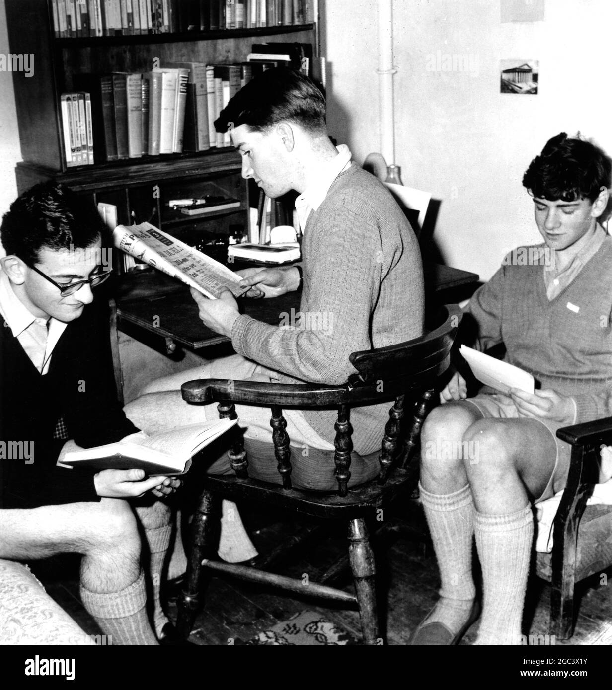 Gordonstoun : Prep at Windmill lodge , a house at Gordonstoun school where Prince Charles will become a pupil as from next summer term . Photo shows pupils in one of the small study rooms . 26 January 1962 Stock Photo