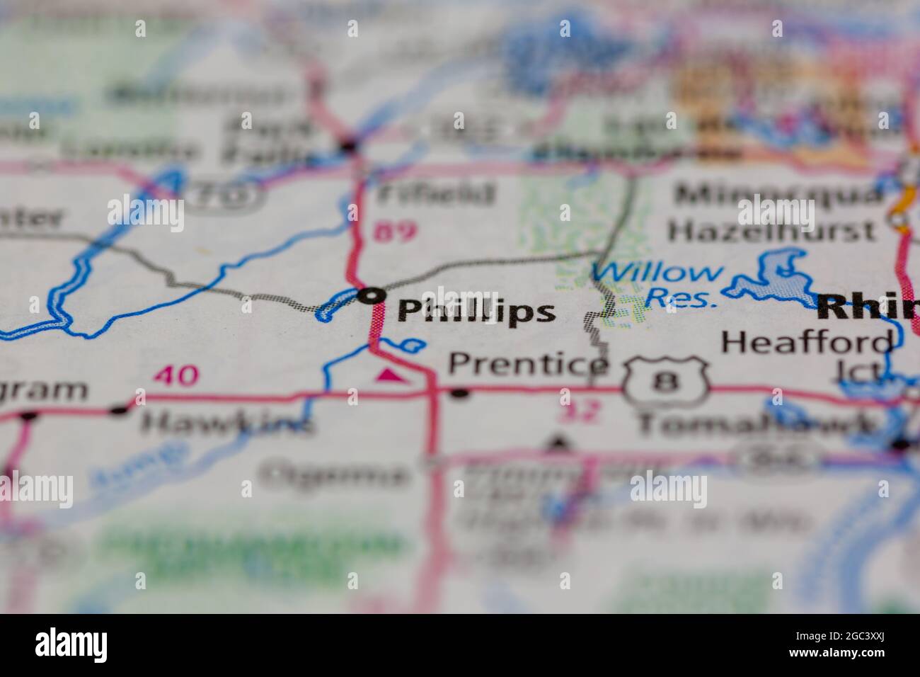 Map of phillips wisconsin hi-res stock photography and images - Alamy