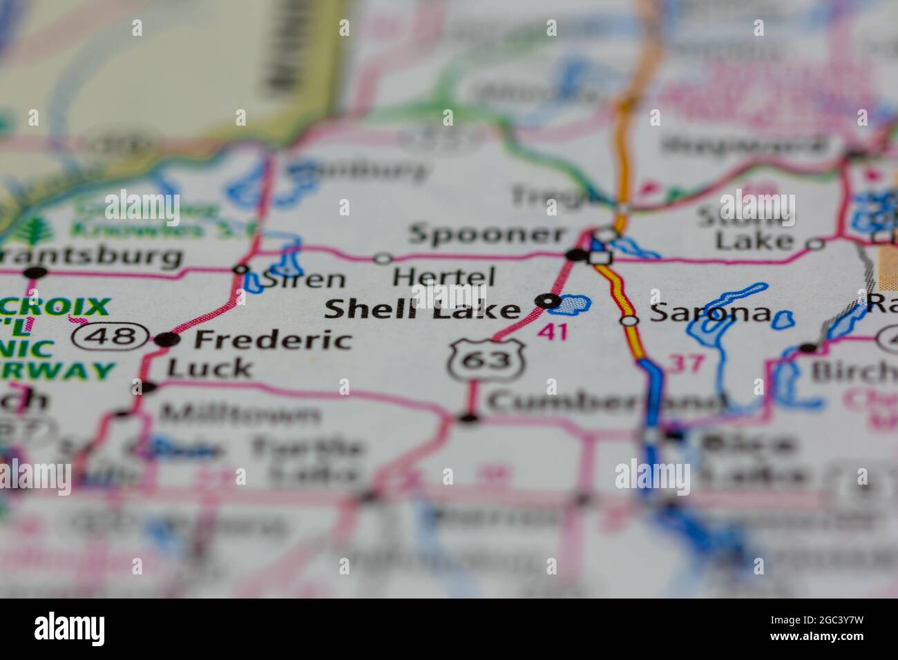 Shell lake wisconsin map hires stock photography and images Alamy