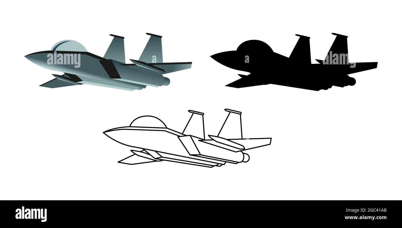 collection of cartoon of army fighter plane,vector illustration Stock Vector