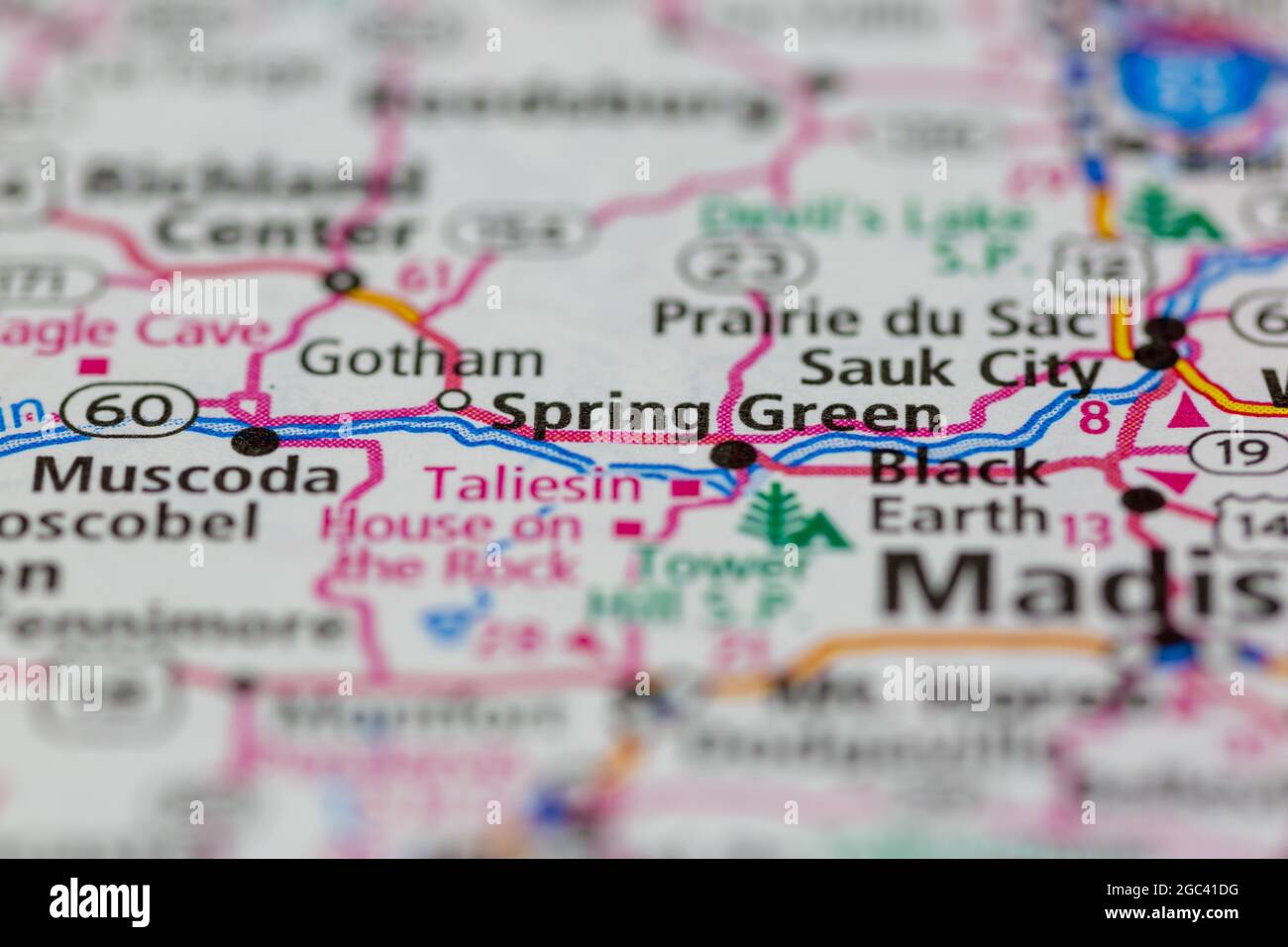 Spring Green Wisconsin Map Spring Green Wisconsin Usa Shown On A Road Map Or Geography Map Stock Photo  - Alamy