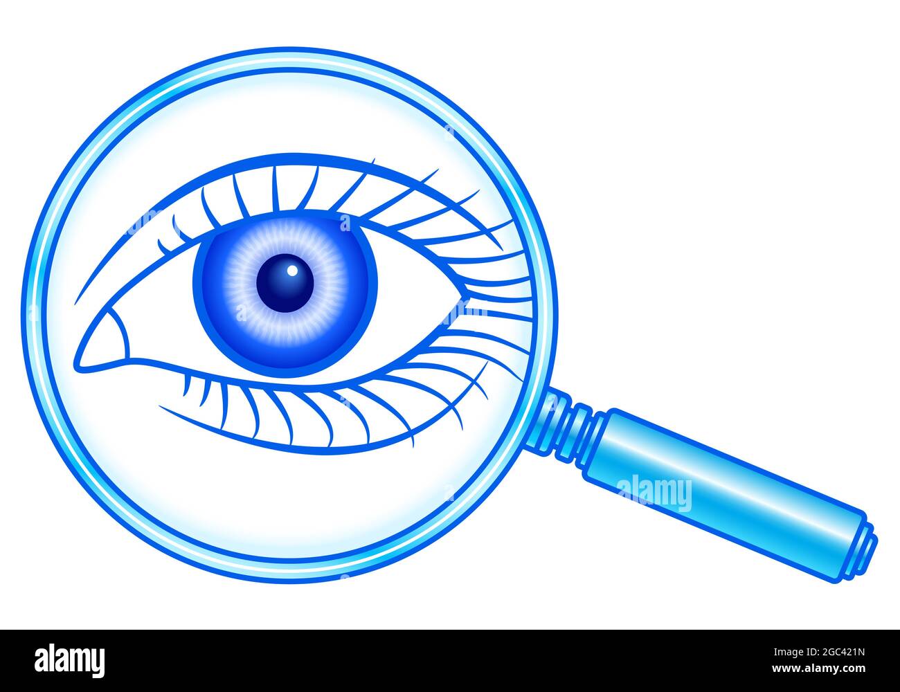 Illustration of a hand magnifying glass and human eye Stock Vector ...