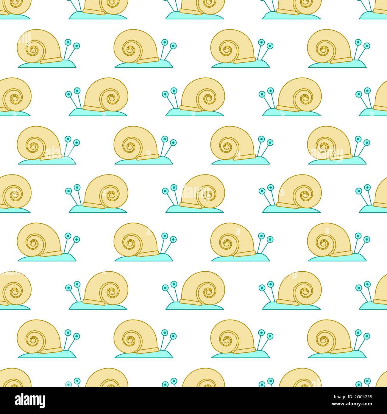 Seamless pattern of a cartoon snail Stock Vector